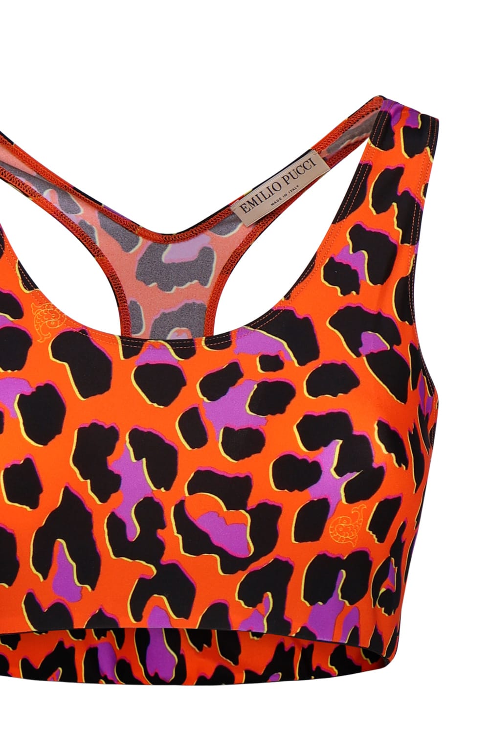 Shop Emilio Pucci Leopard Print Crop Top In Orange