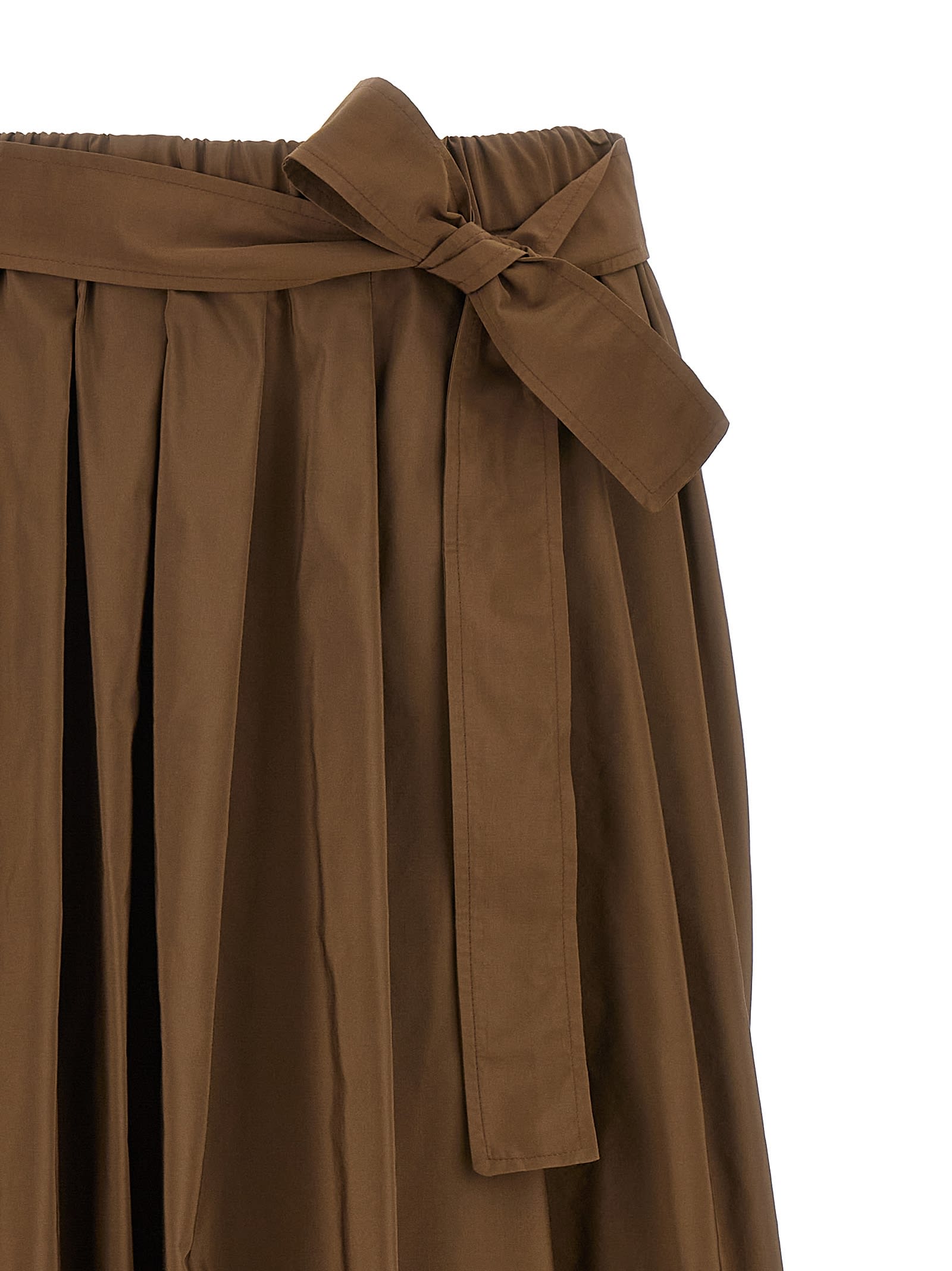 Weekend Max Mara Max Mara Weekend Pure Cotton Poplin Midi Skirt In Brown