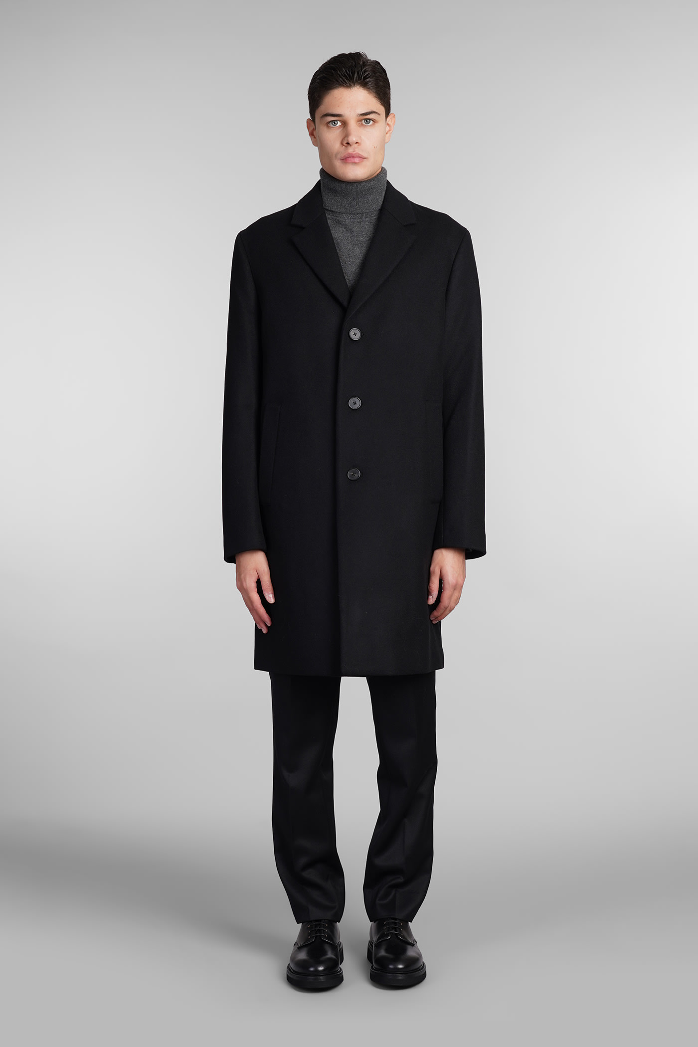 Coat Melton Coat In Black Wool