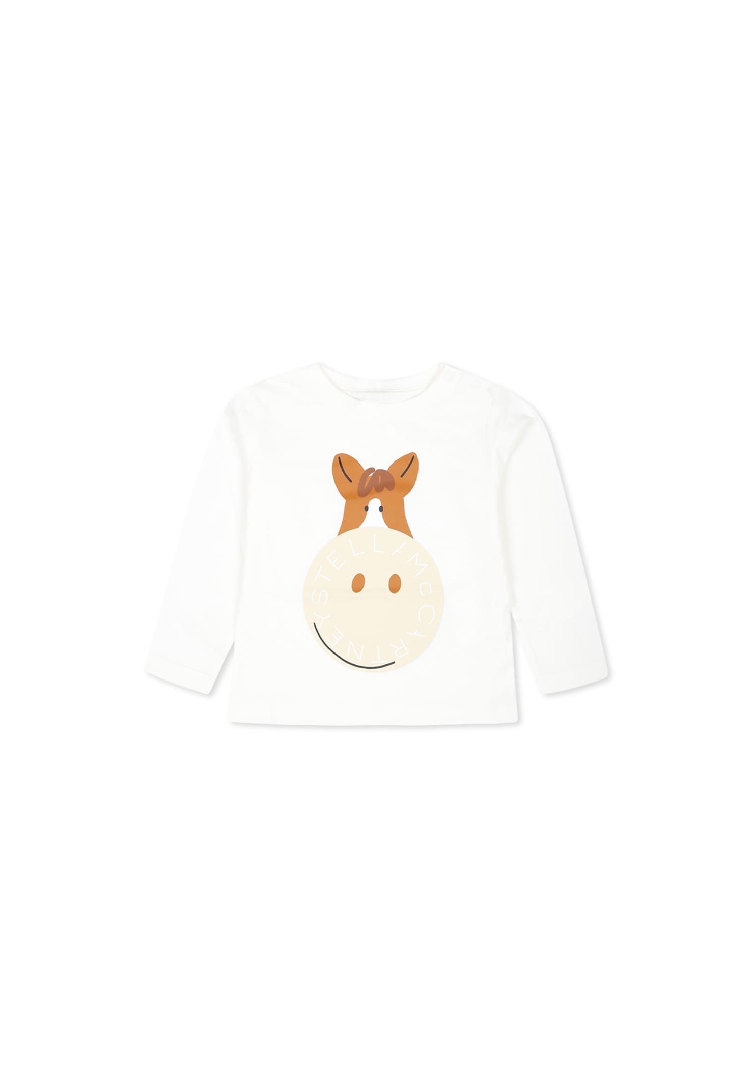 Stella Mccartney White T-shirt For Baby Boy With Horse Print In White