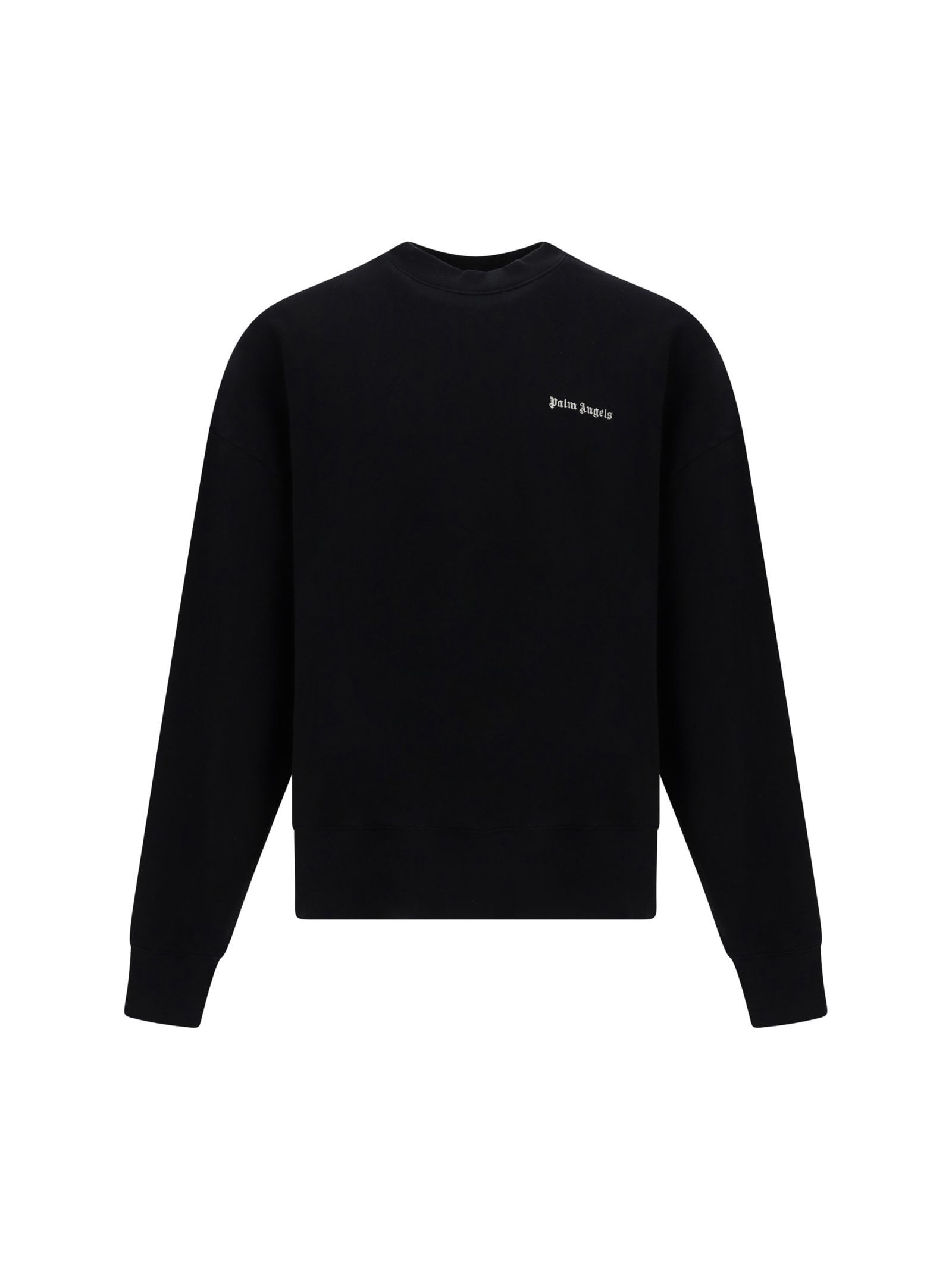Palm Angels Black Sweatshirt With Front And Back Logo