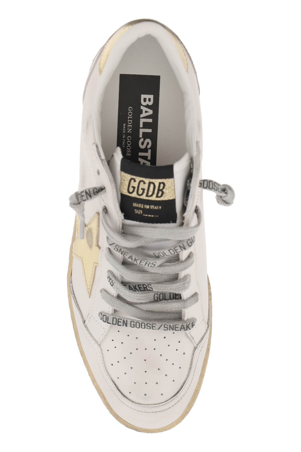 Shop Golden Goose Leather Ball Star Sneakers In Milk/gold (white)