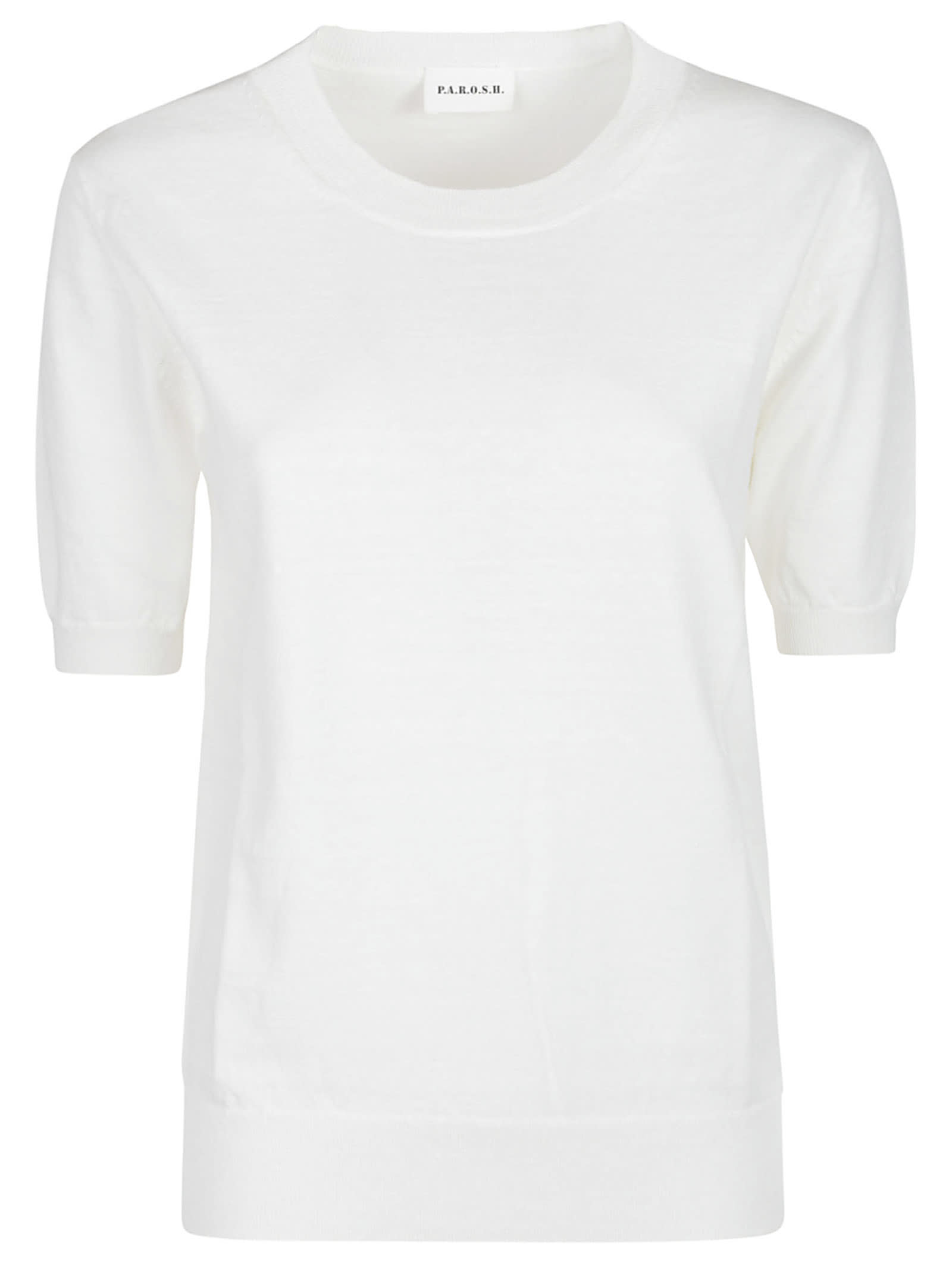 P.a.r.o.s.h Cobalto Short Sleeve Sweater In Panna