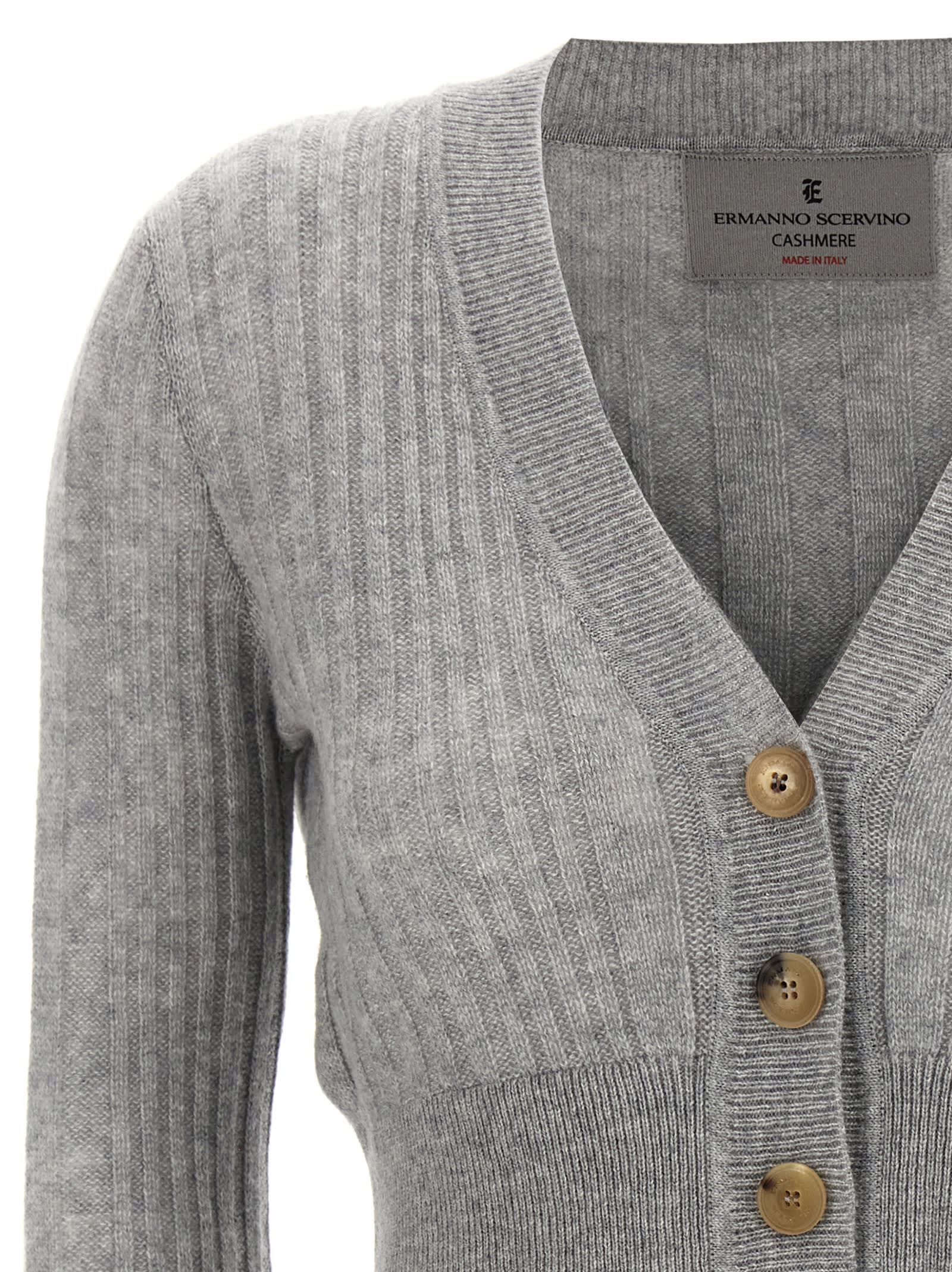 Shop Ermanno Scervino Logo Embroidery Cropped Cardigan In Gray