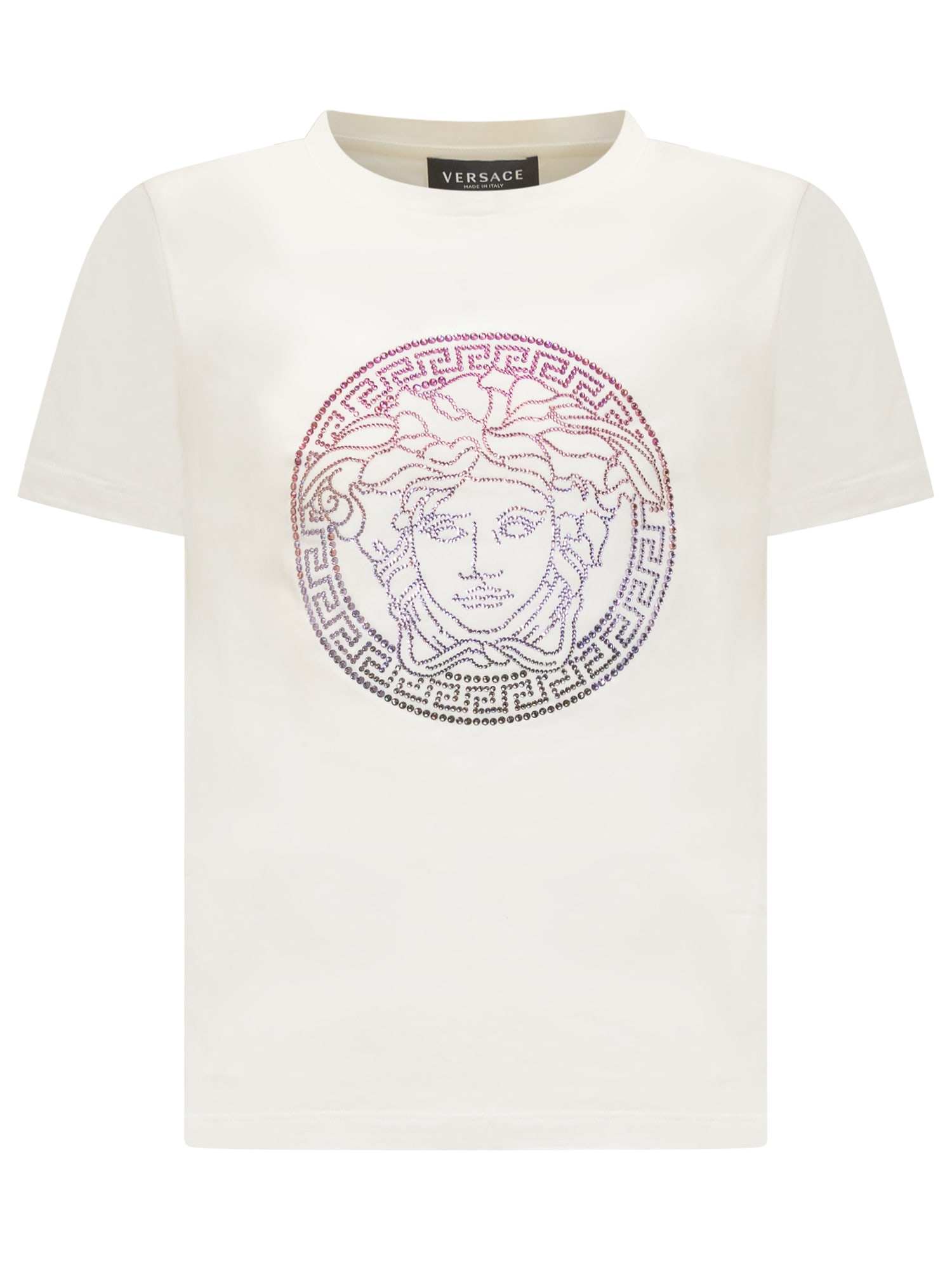 Young Versace Kids' Medusa T-shirt In Bianco Multicolor