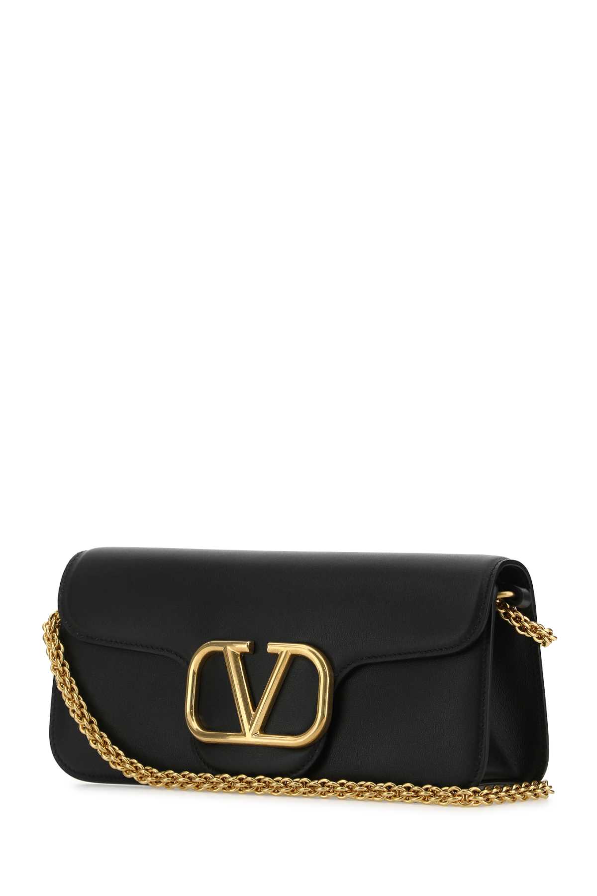 Valentino Garavani Black Leather Locã² Handbag In Nero