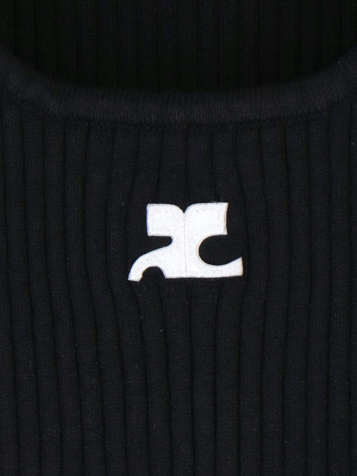 Shop Courrèges Logo Ribbed Top In Black