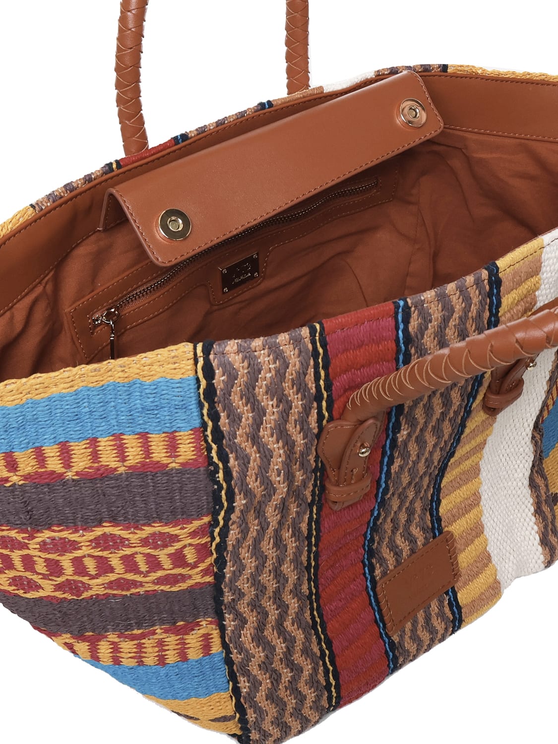 V73 Parrot Straw Tote Bag In Multicolour