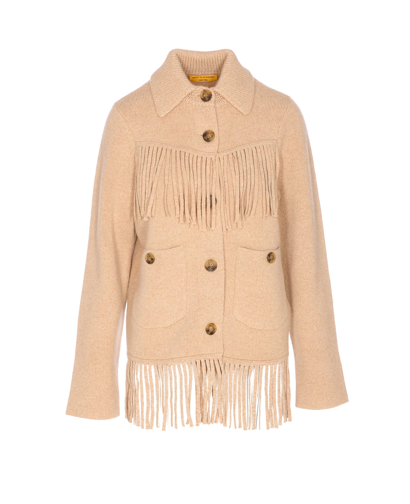 Guest In Residence Western Fringe Wool-blend Cardigan In Neutral