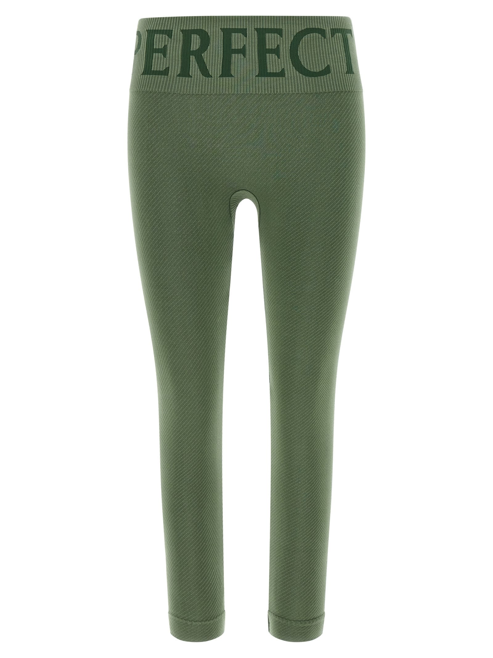 Perfect Moment Thermal Comfort Leggings Ribbed Design In Green