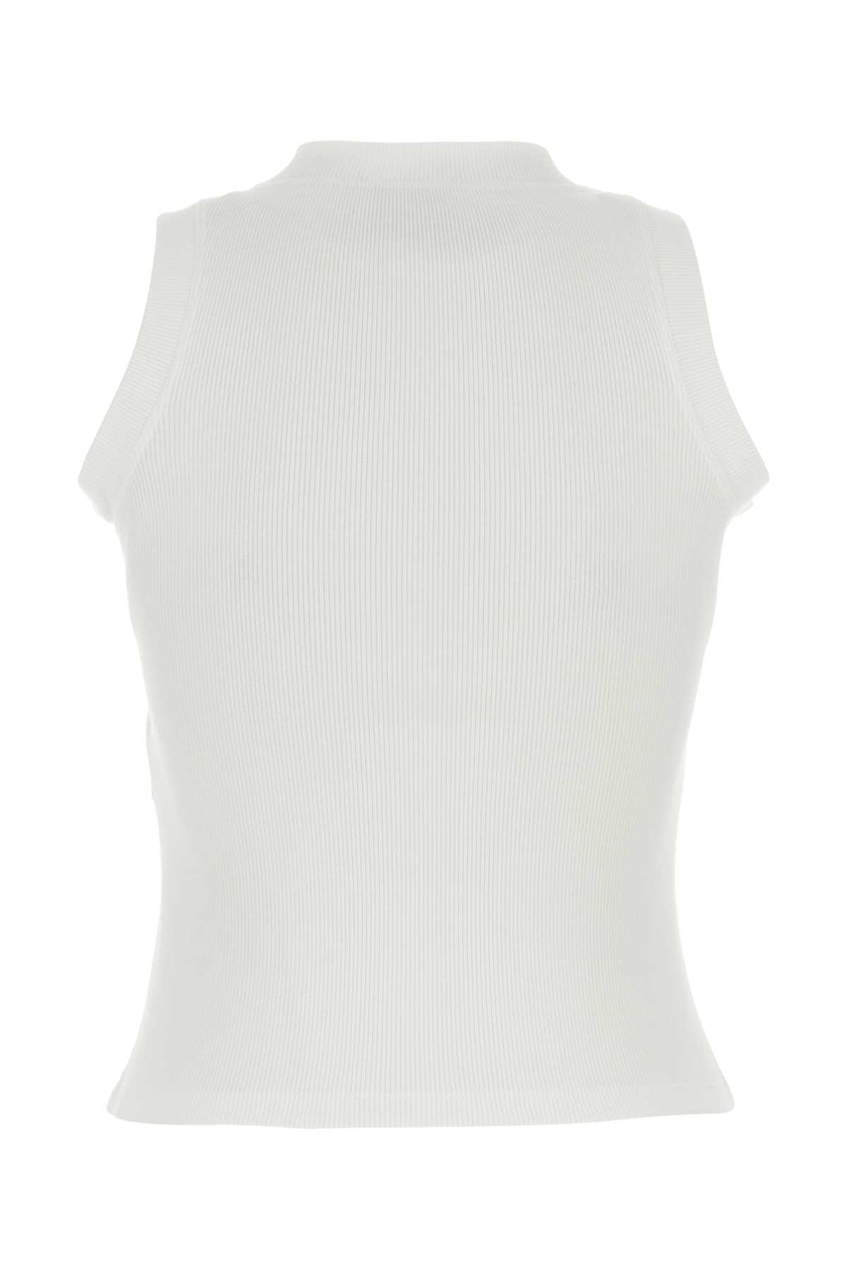 Shop Off-white White Stretch Cotton Tank Top In Whiteblack