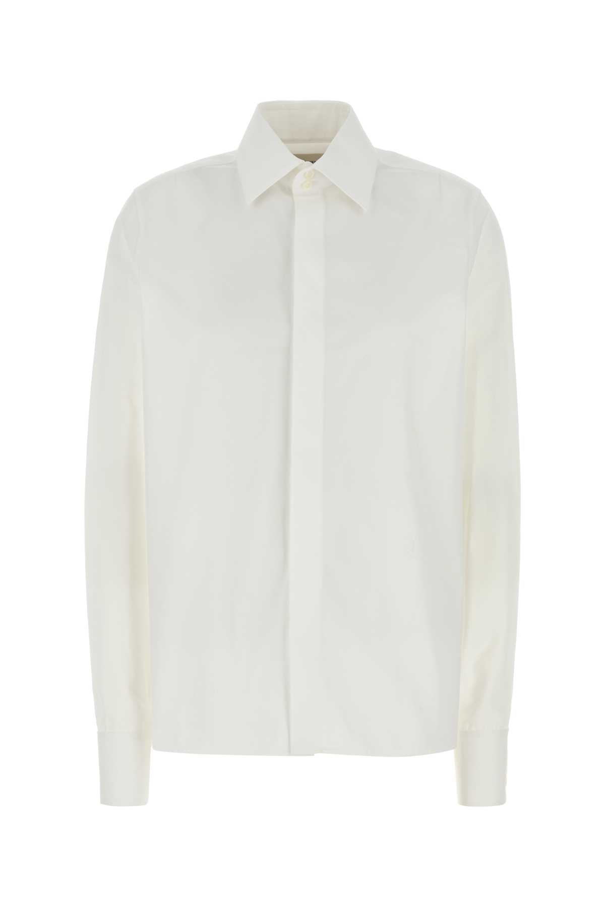 Shop Saint Laurent White Poplin Shirt In Bianc