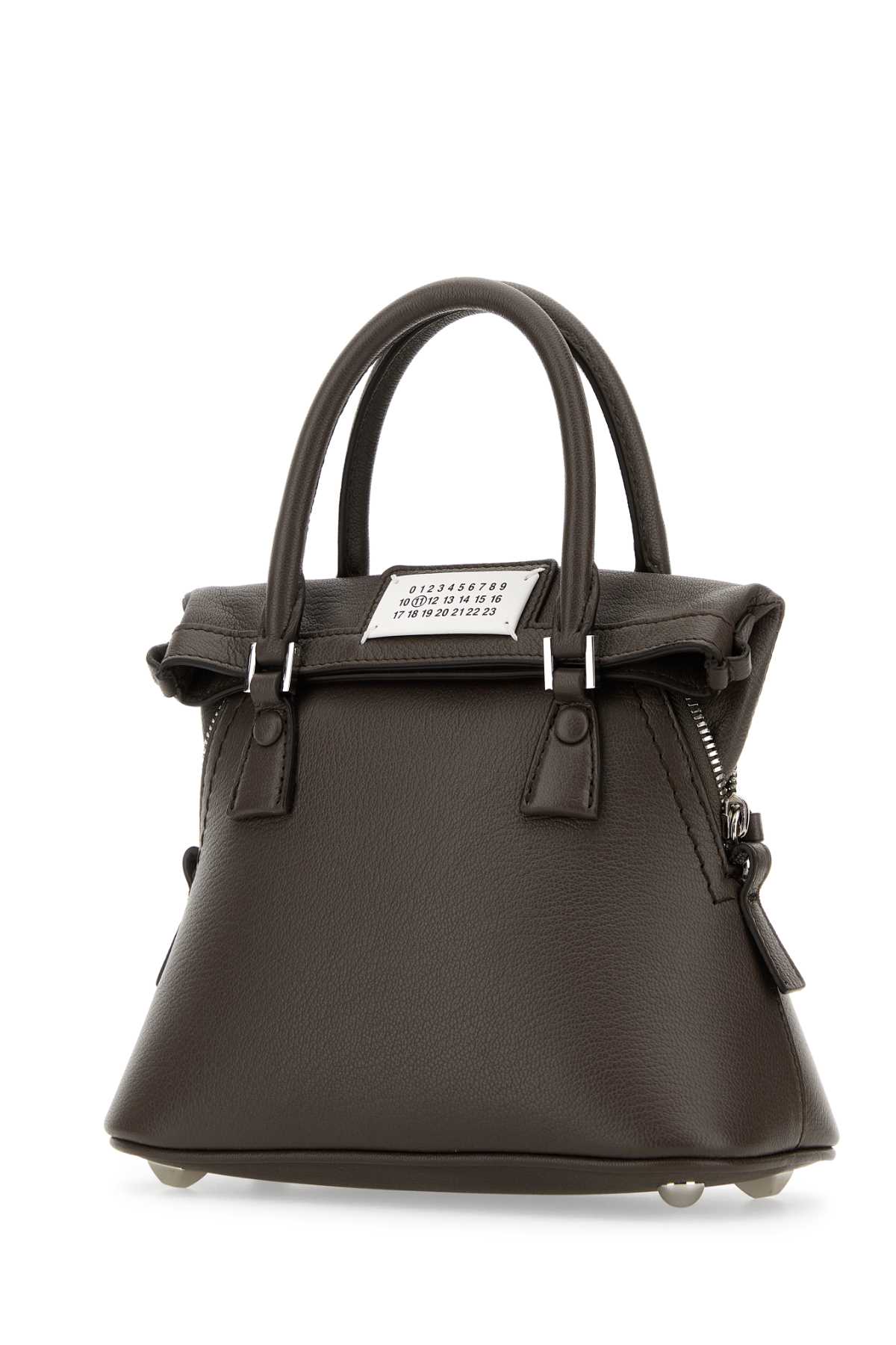 Shop Maison Margiela Brown Leather Micro 5ac Handbag In Elephant