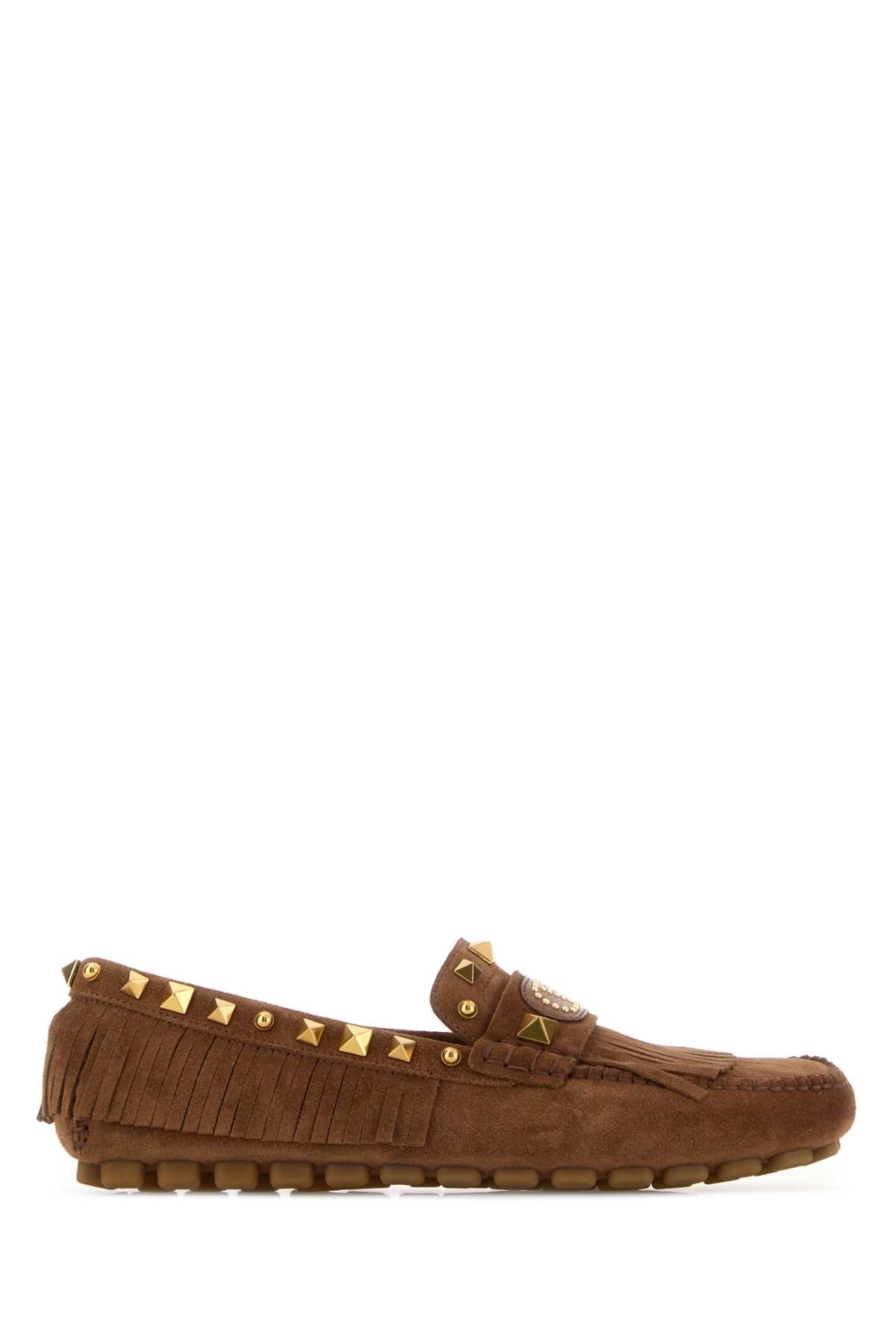 Valentino Brown Split-leather Plaster Caster Loafers In Brown