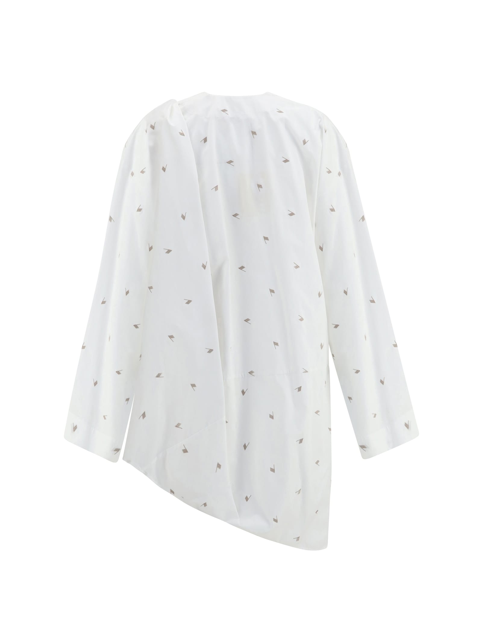 Attico Womens White Asymmetric Monogram Cotton-blend Mini Dress In White