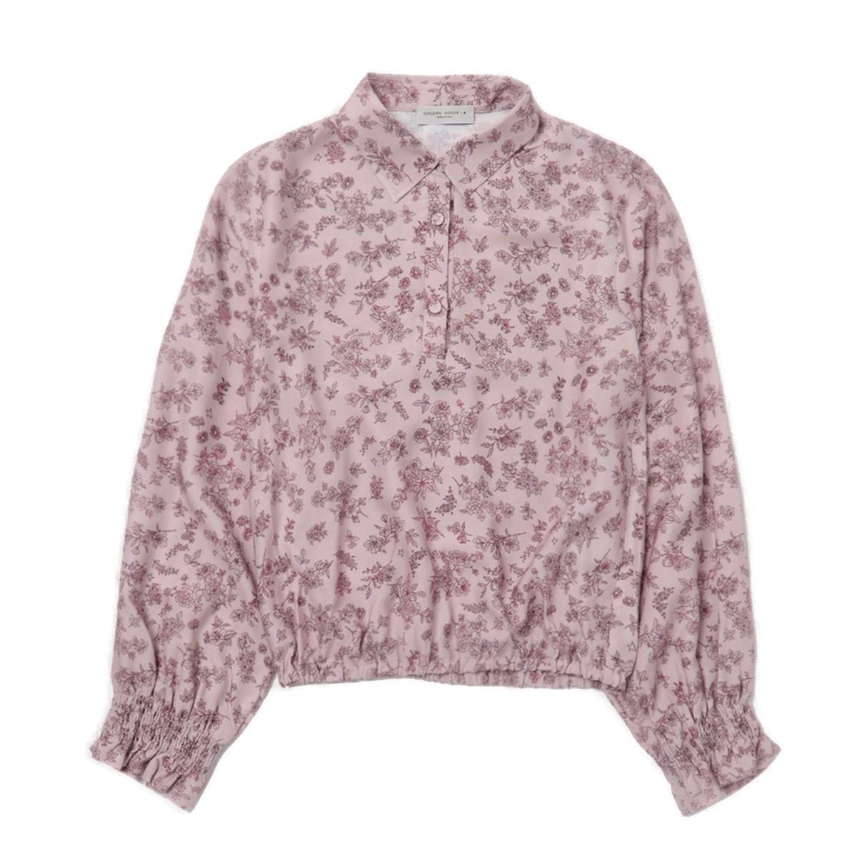 Golden Goose Floral-printed Blouse In Shadow Gray/windsor Wine