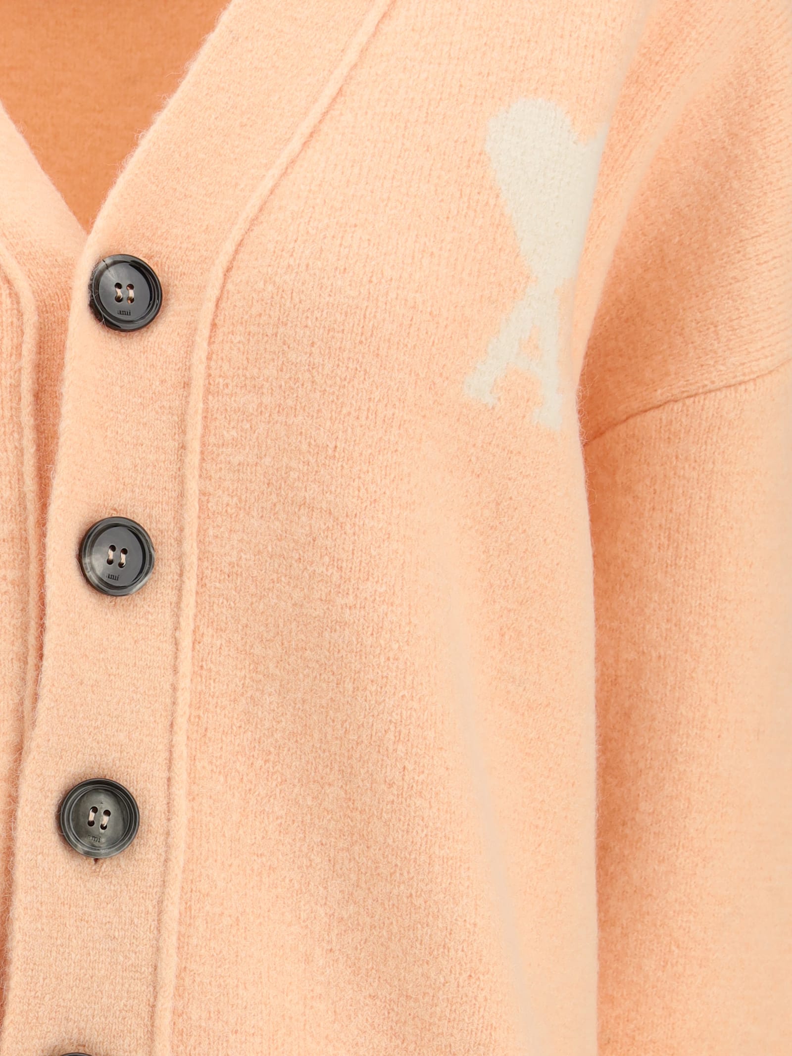 Ami Alexandre Mattiussi Ami Paris Women Alpaca Ami De Coeur Cardigan In Orange