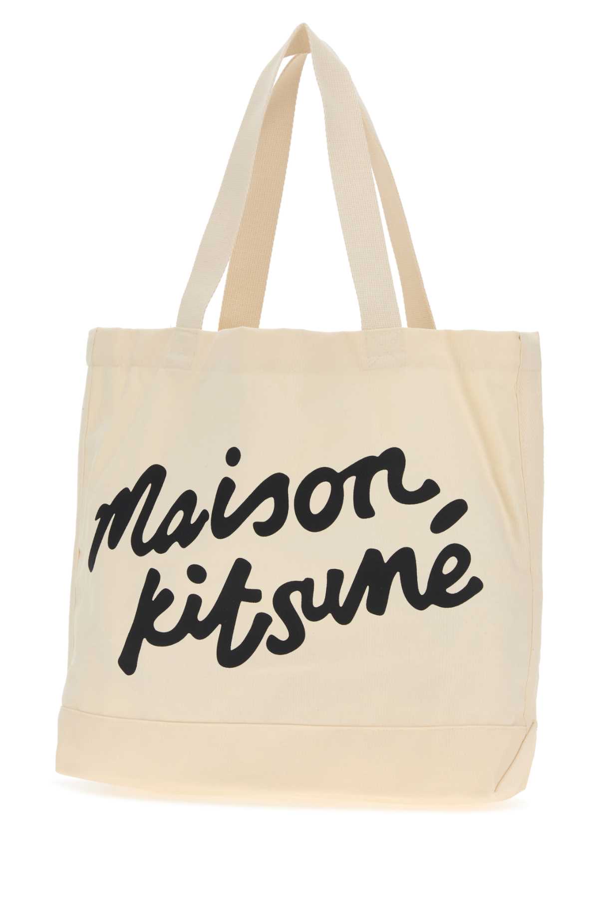 Maison Kitsuné Cream Canvas Shopping Bag In Sand