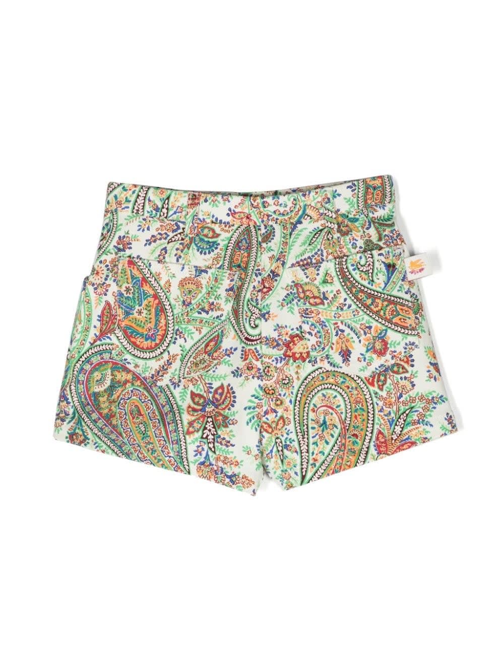 Shop Etro Shorts With Multicolour Paisley Print