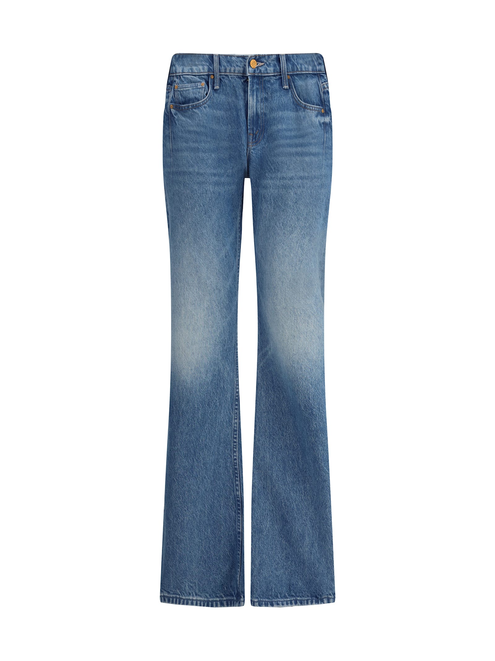 Mother Flare Mid-rise Denim Jeans With Faded Effect In Blue