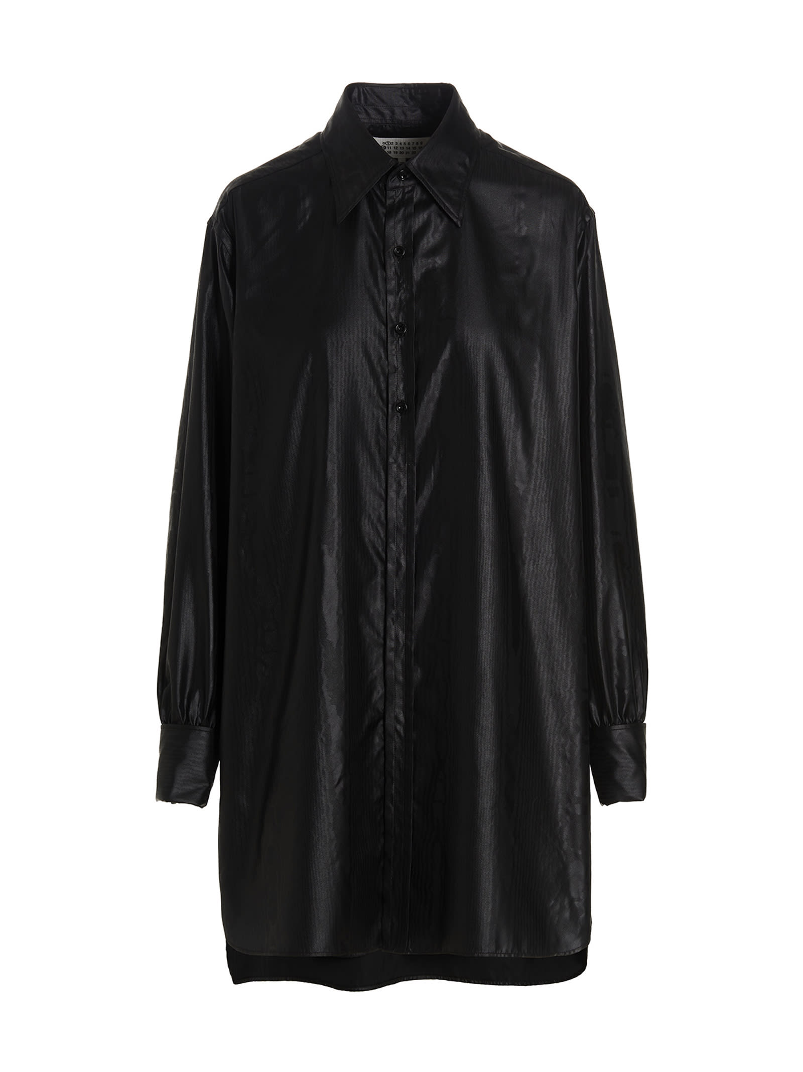 Shop Maison Margiela Coated Satin Shirt In Black