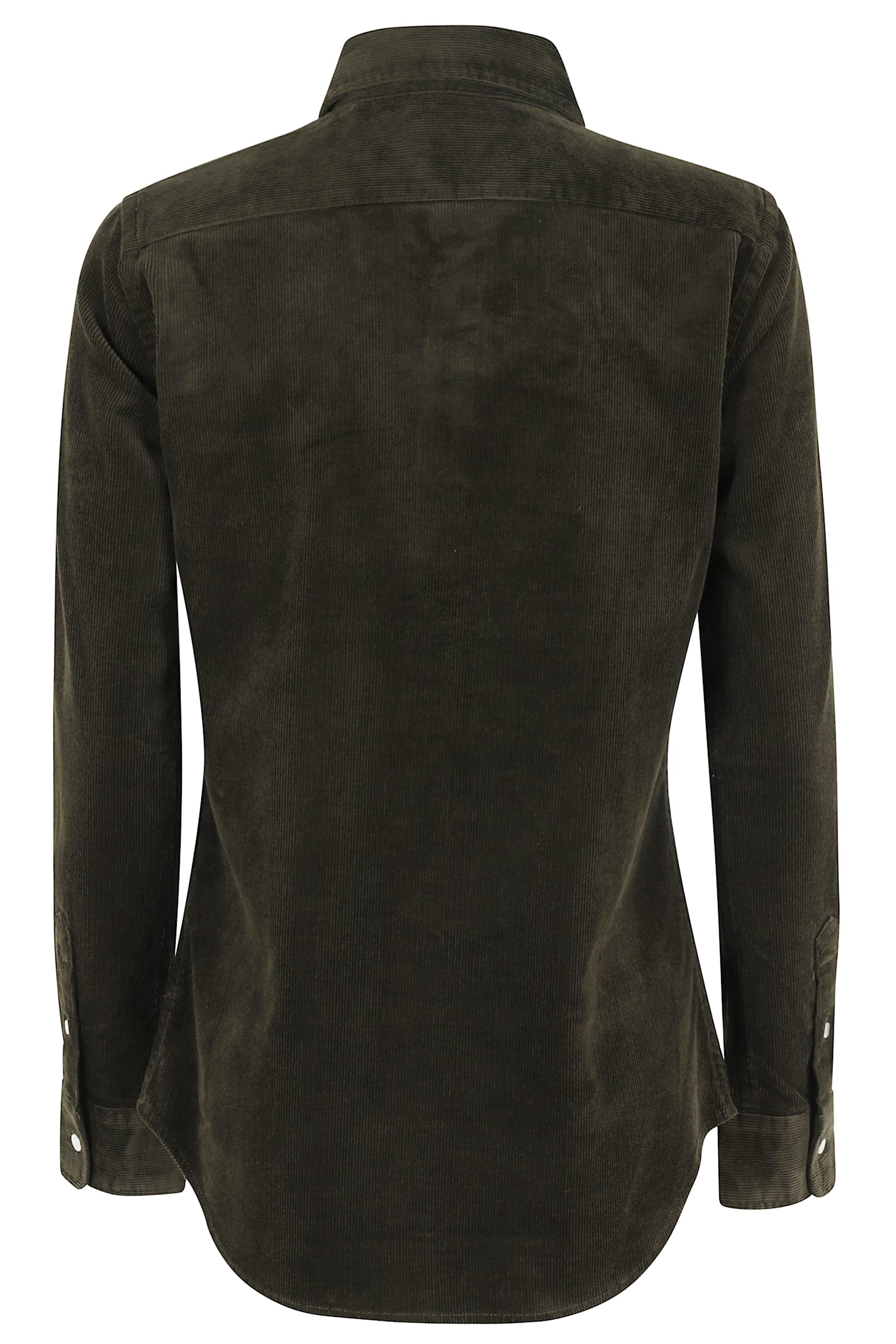 Polo Ralph Lauren Olive Long-sleeve Velvet Ribbed Shirt With Classic Collar In Green