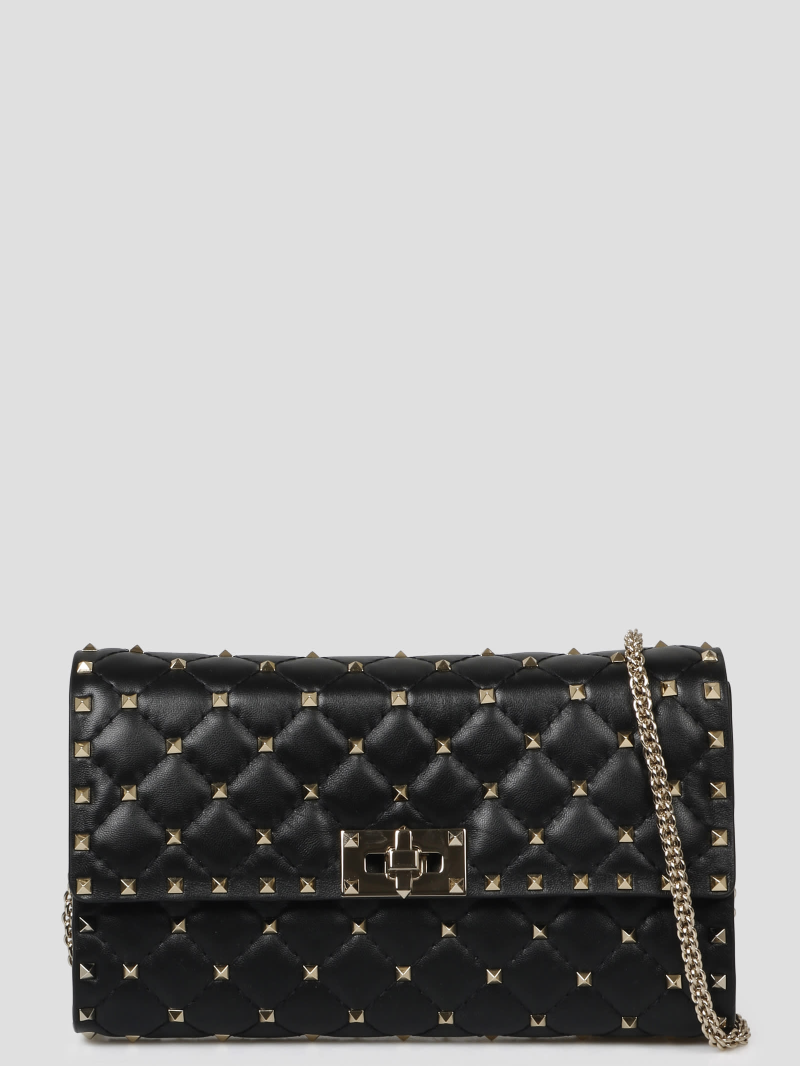 Valentino Garavani Rockstud Spike Leather Crossbody Clutch Bag