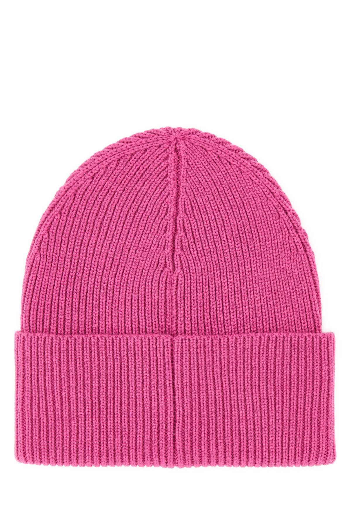 Shop Palm Angels Pink Wool Blend Beanie Hat In Fuchsiawh