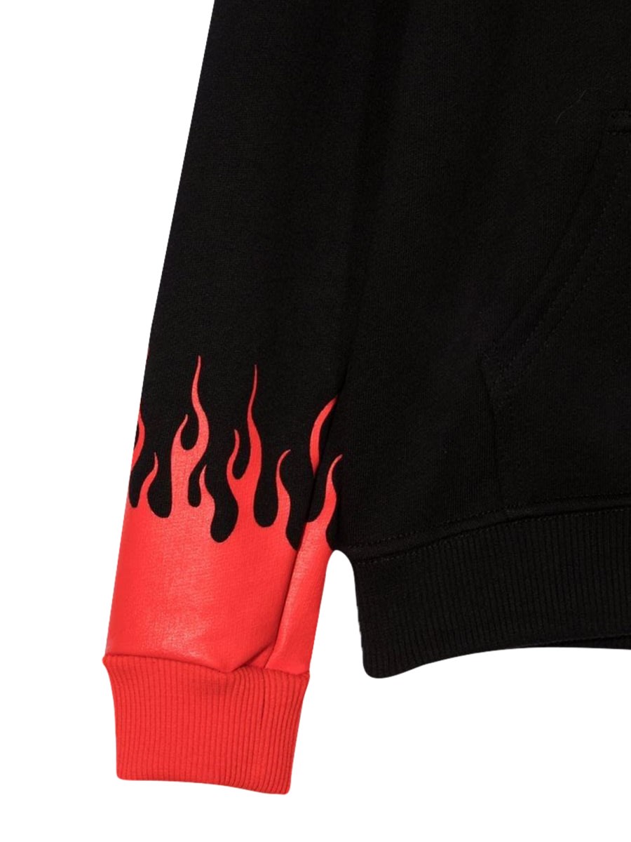 Vision Of Super Black Hoodie With Red Flames In Black