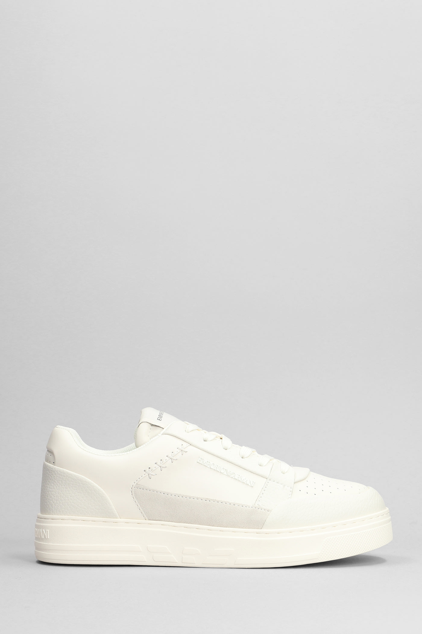 Emporio Armani Sneakers In Beige Suede And Leather