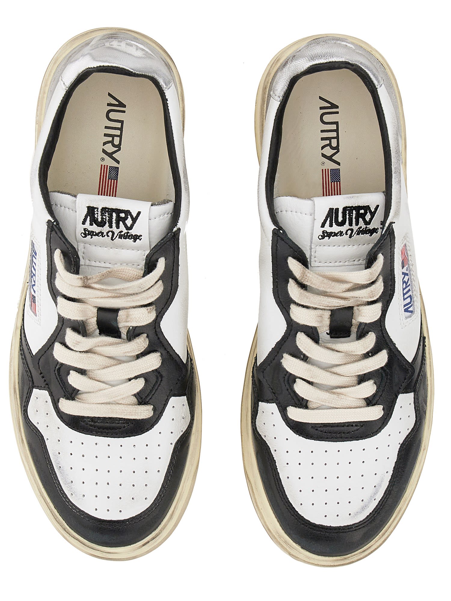 Autry Chunky White Sneakers With Textured Panels In White