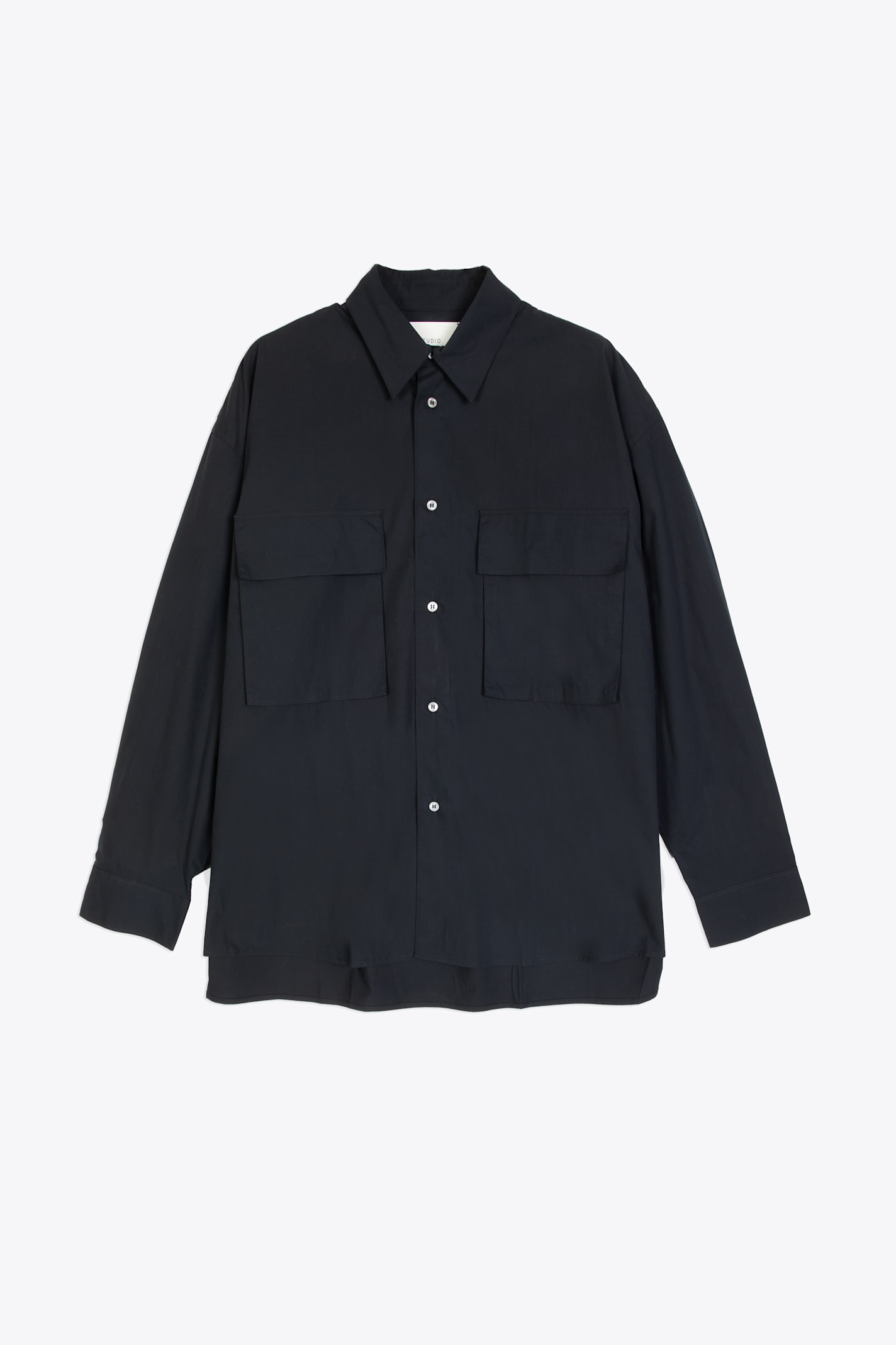 Shirt - Patch Pocket Shirt Black ink cotton oversized shirt with chest pockets - Frame