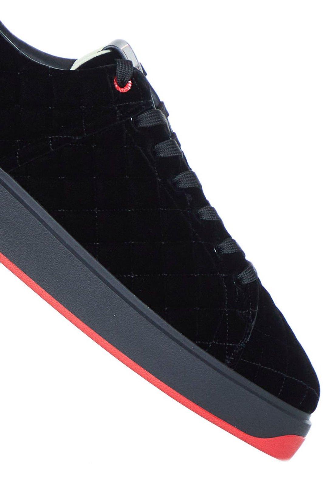 Shop Balmain Velvet B-court Lace-up Sneakers In Black