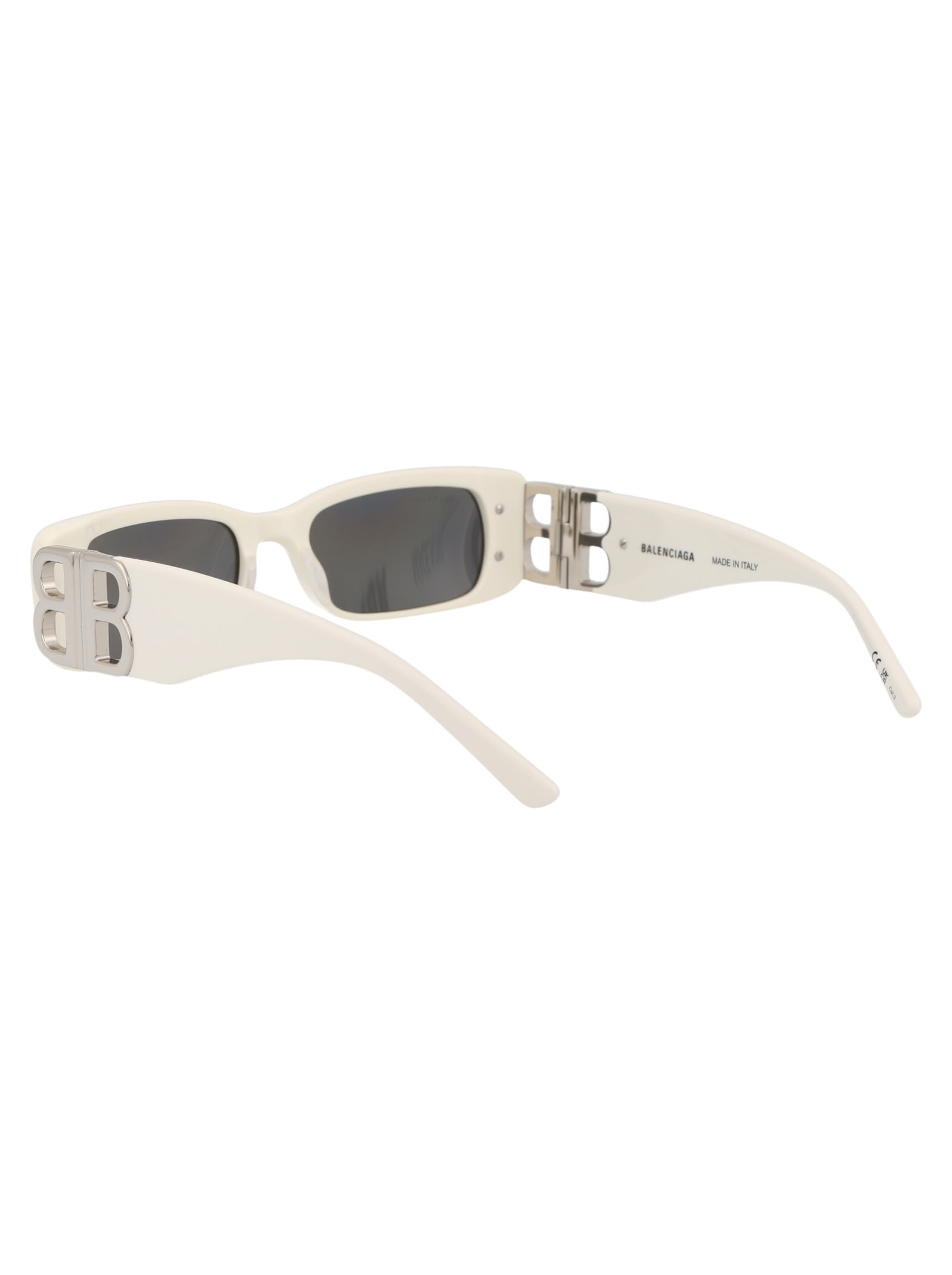 Shop Balenciaga Bb0096s Sunglasses In 020 White Silver Silver
