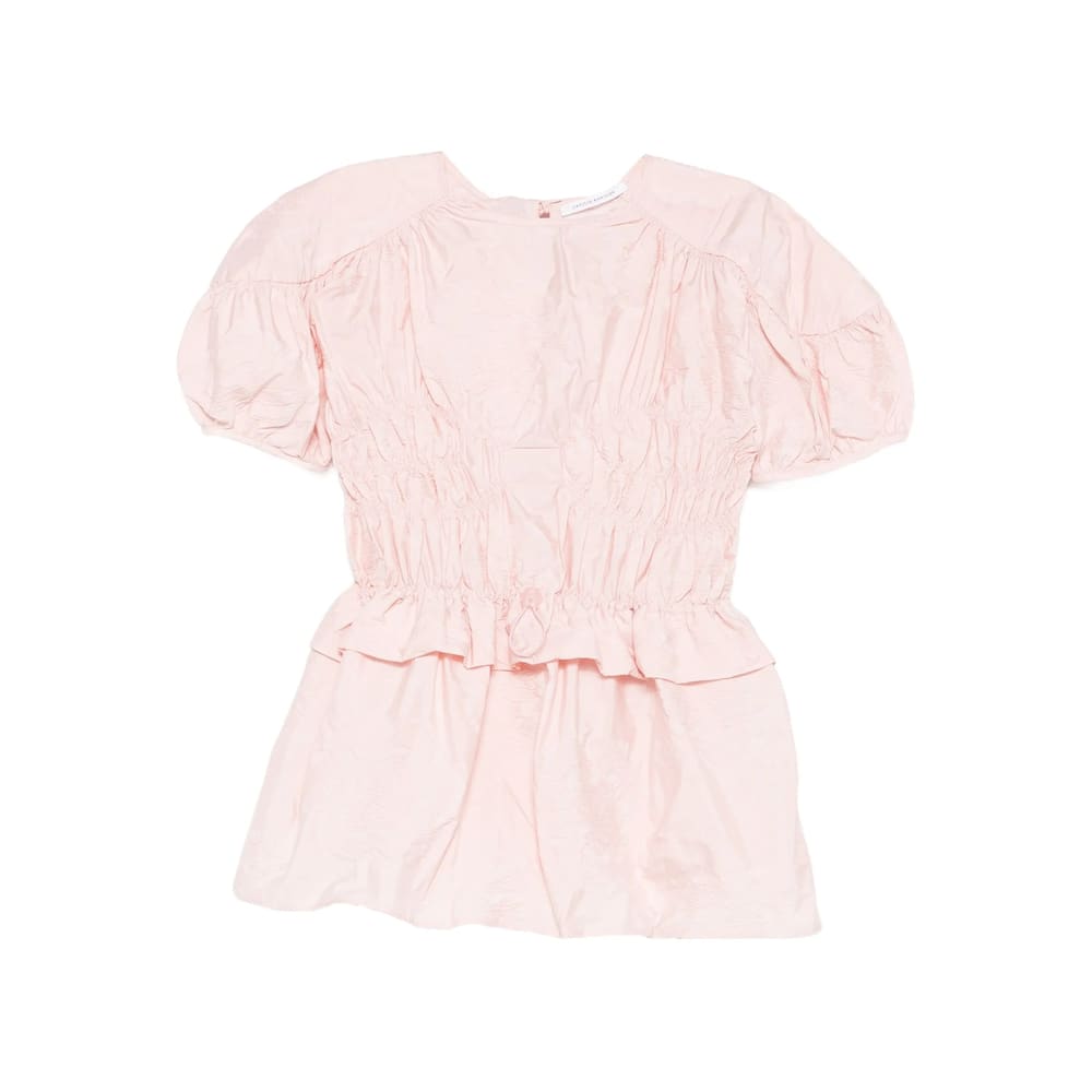 Cecilie Bahnsen Puff-sleeve Ruffled Top In Pink
