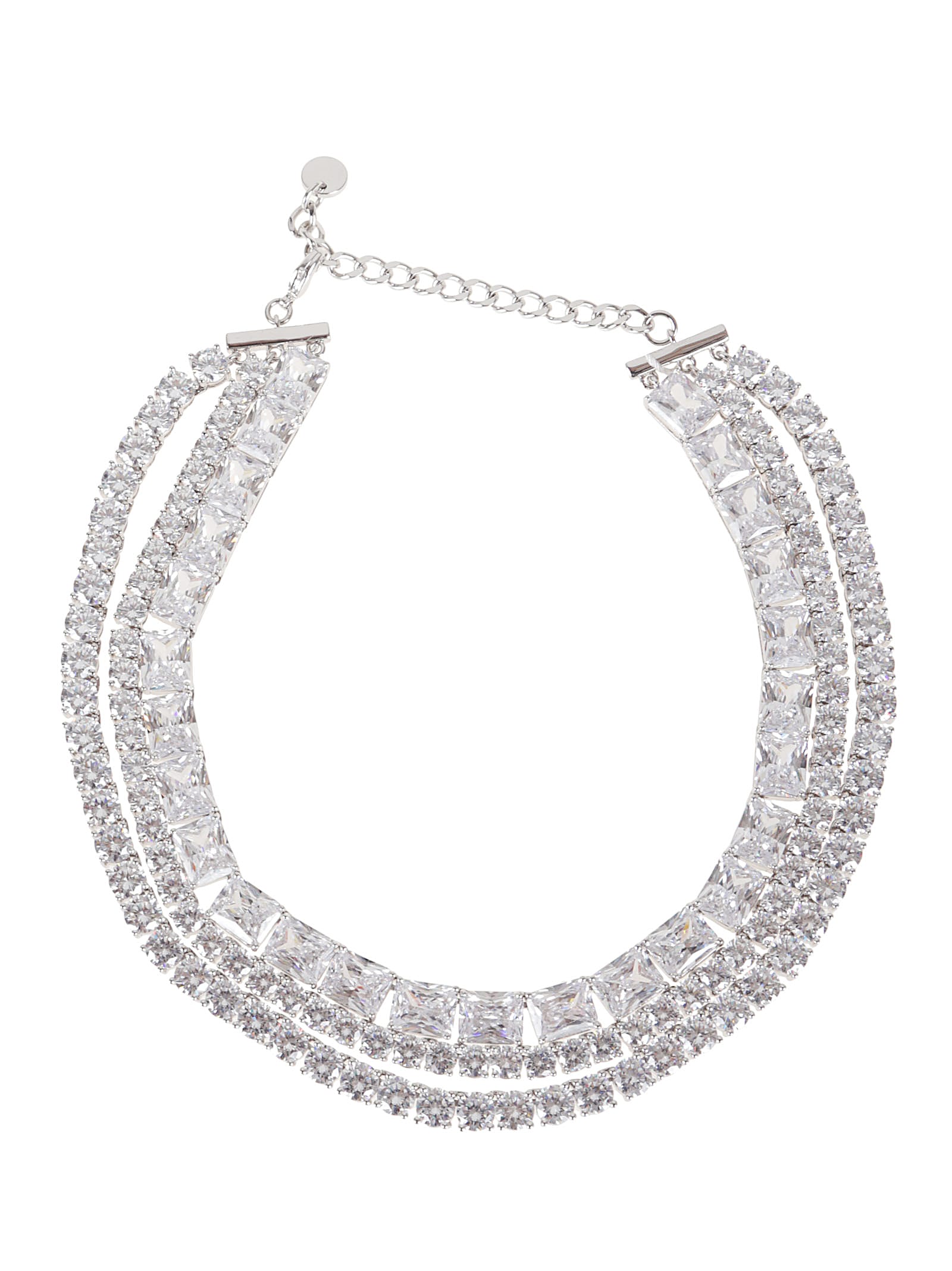 Self-portrait Multi-crystal Choker With Sparkling Rhinestones And Buckle Closure In Metallic