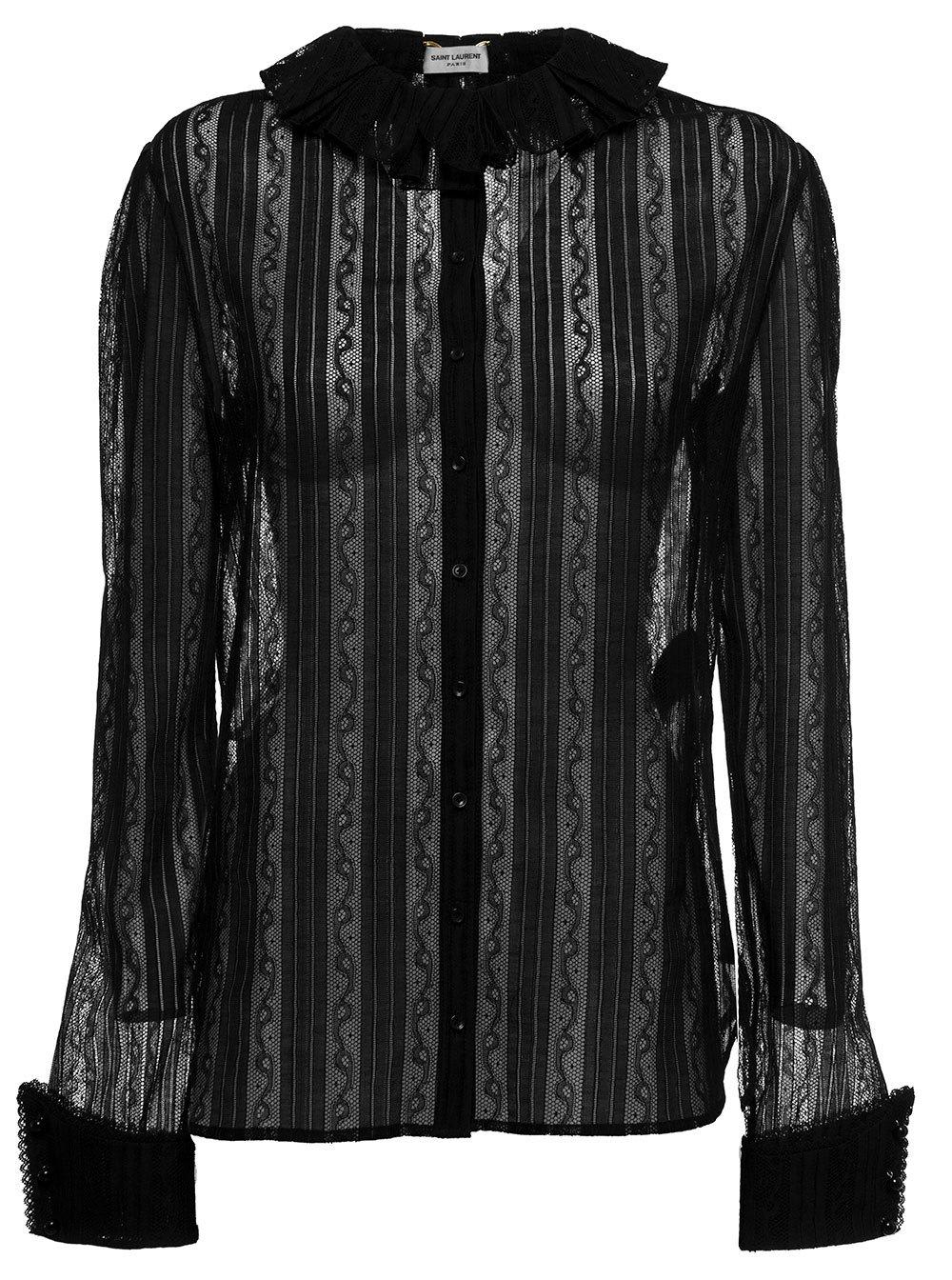 SAINT LAURENT LONG-SLEEVED LACE SHIRT