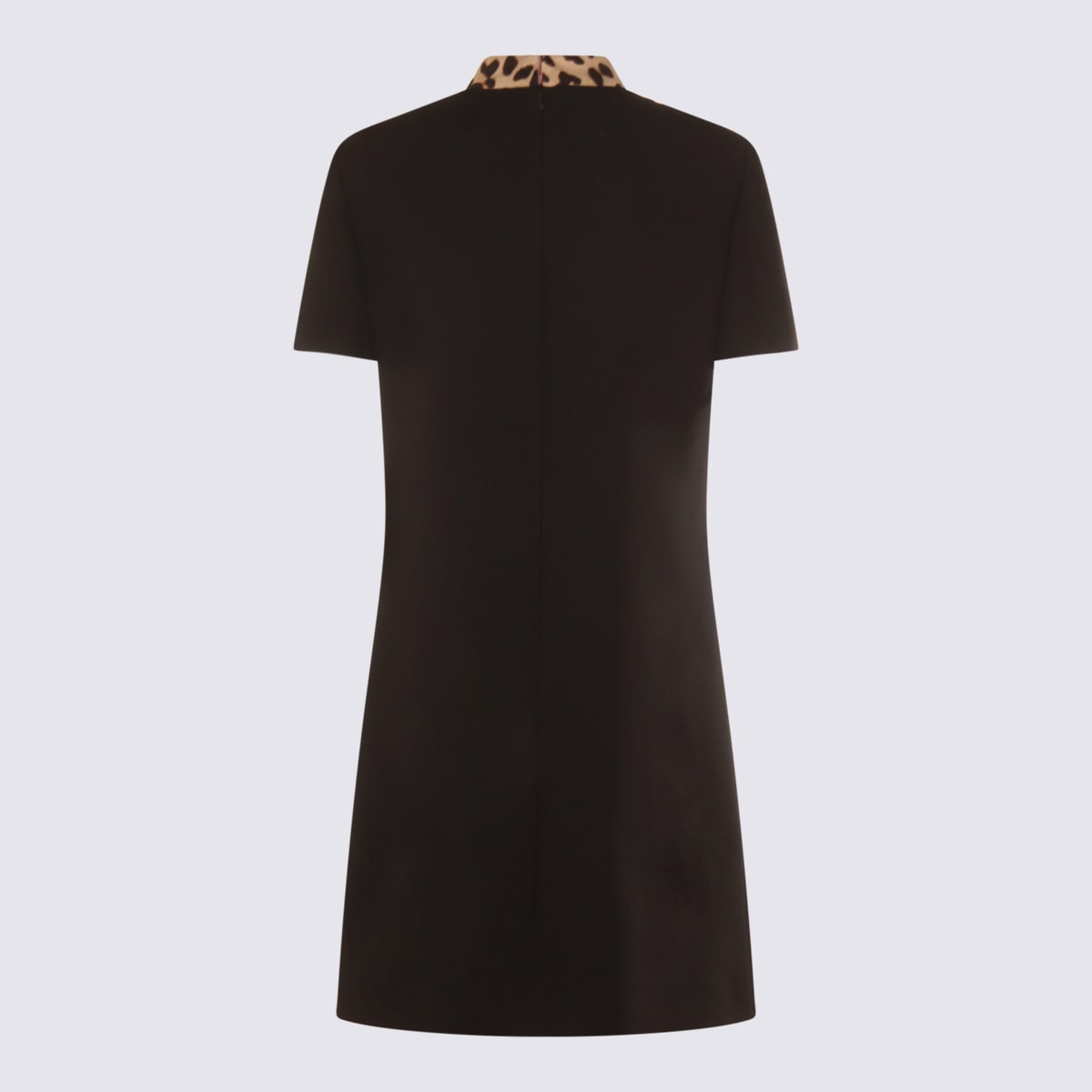 Valentino Embellished Pussy-bow Wool And Silk-blend Crepe Mini Dress In Black