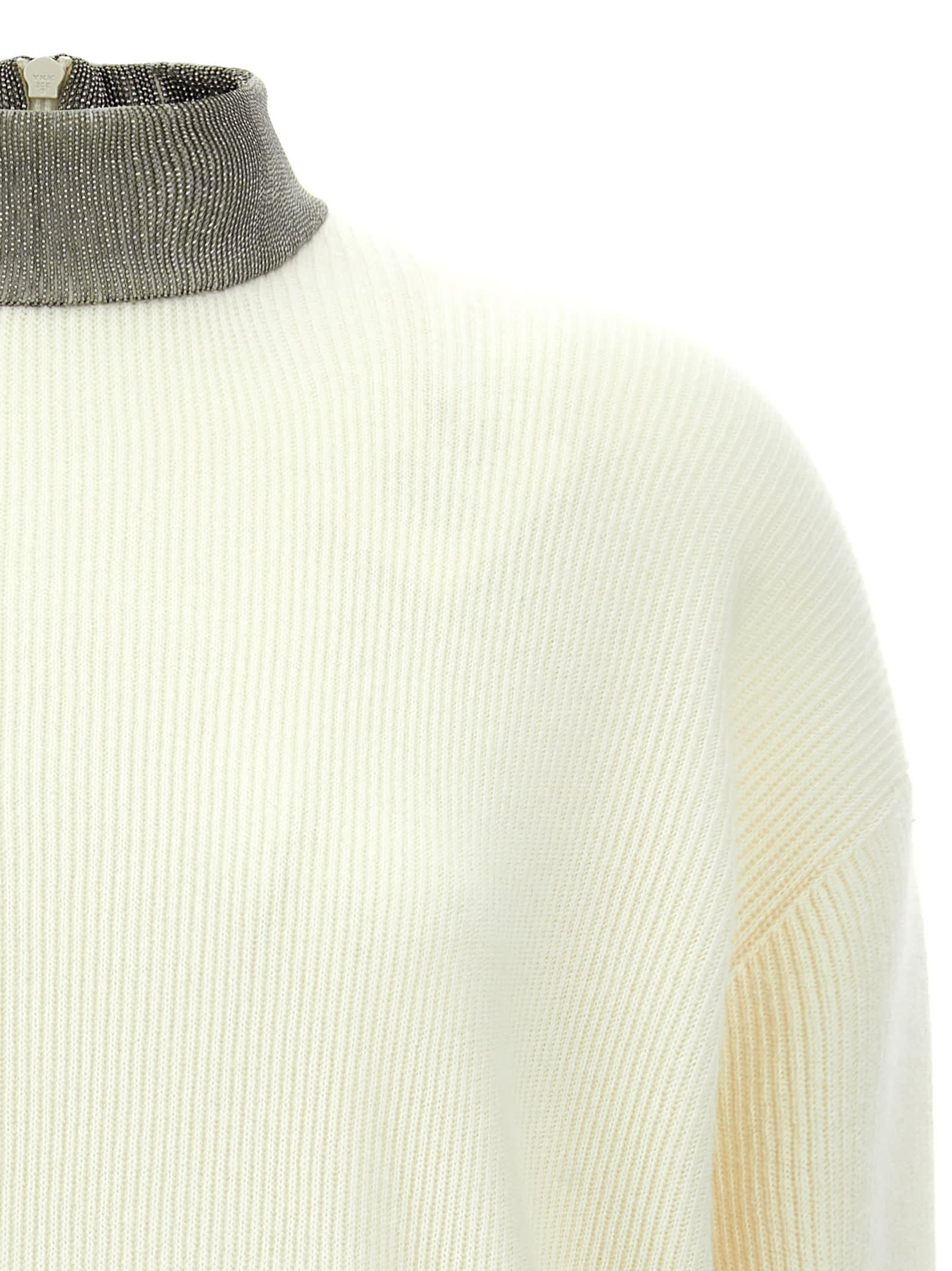 Shop Brunello Cucinelli Monile Turtleneck Sweater In White