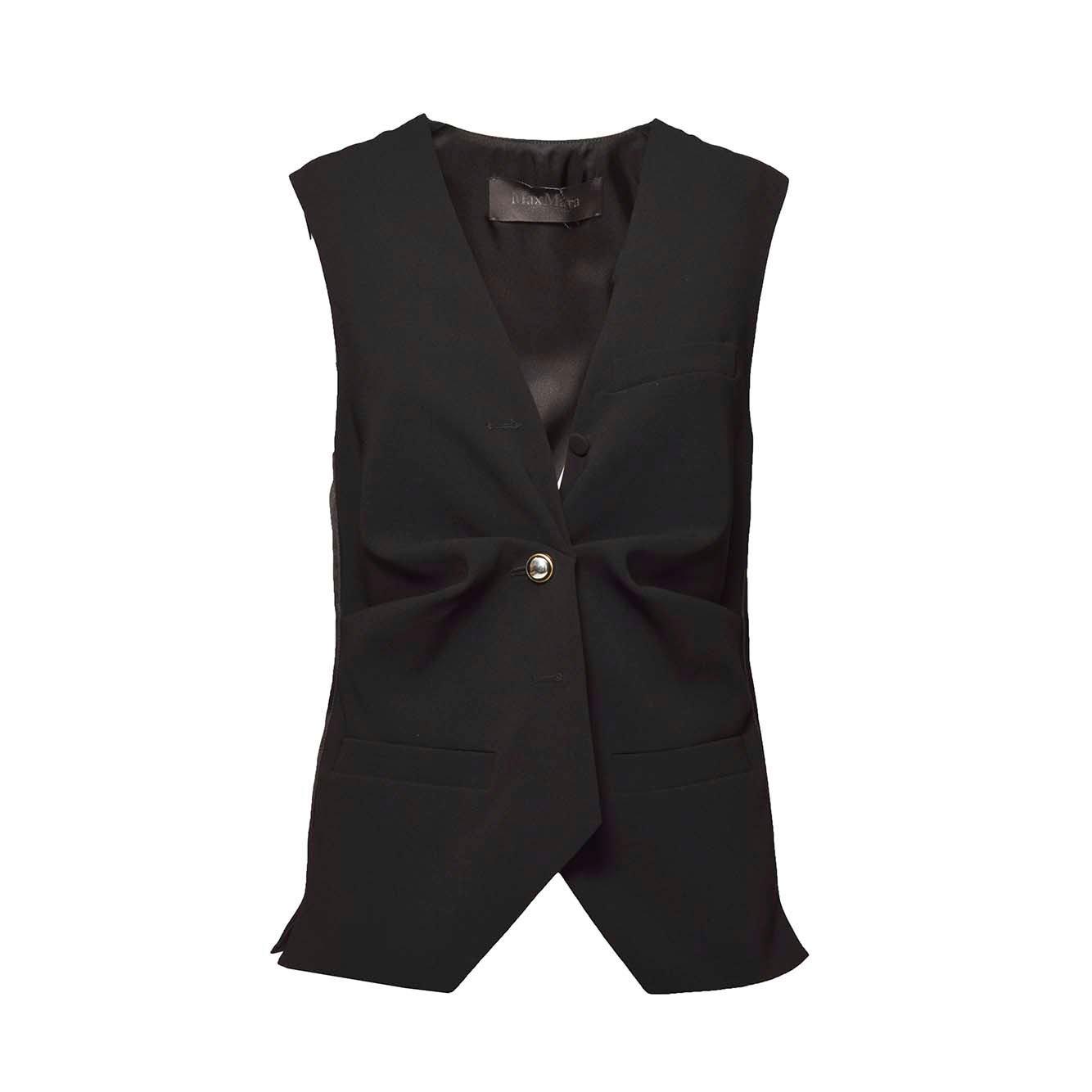 Shop Max Mara Buttoned V-neck Gilet In Nero