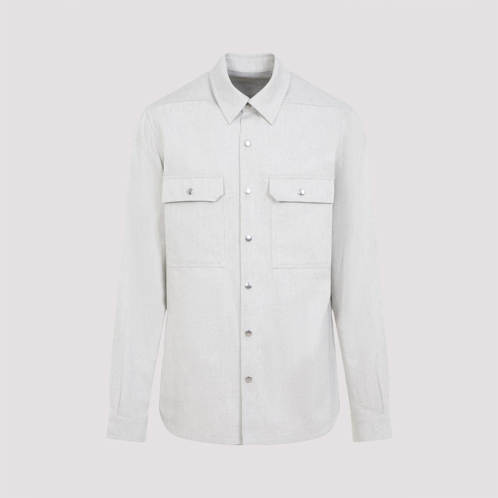 Rick Owens Long-sleeved Overshirt In Blue