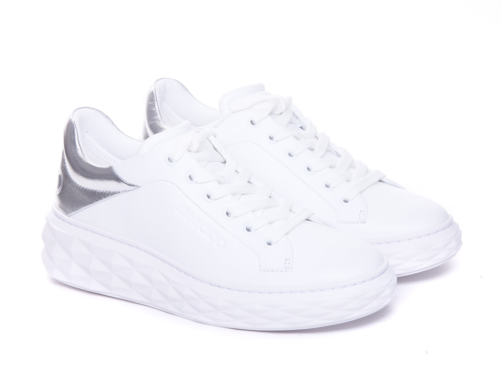 Shop Jimmy Choo Diamond Maxi Sneakers In White