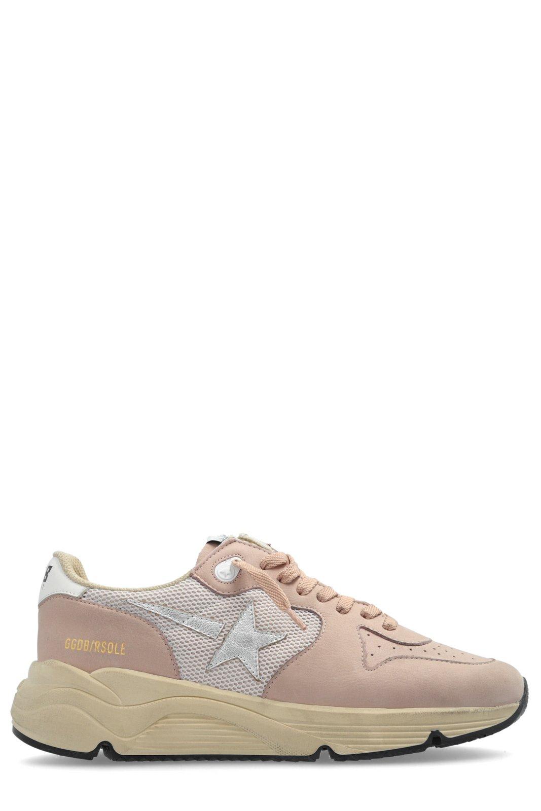 Shop Golden Goose Running Sole Sports Sneakers In Pink/white/silver