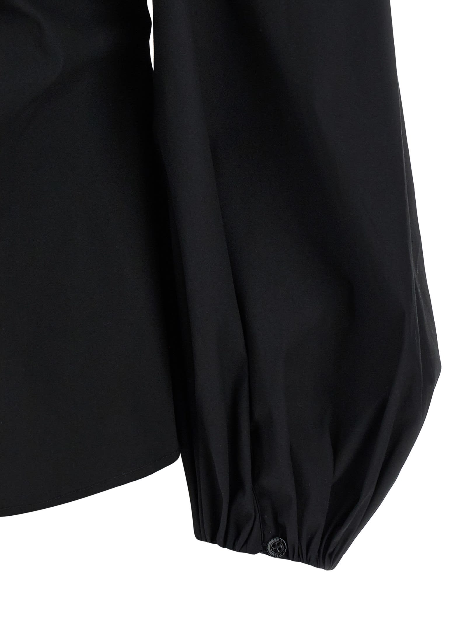 Carolina Herrera Square Neckline Top Puff Sleeves In Black