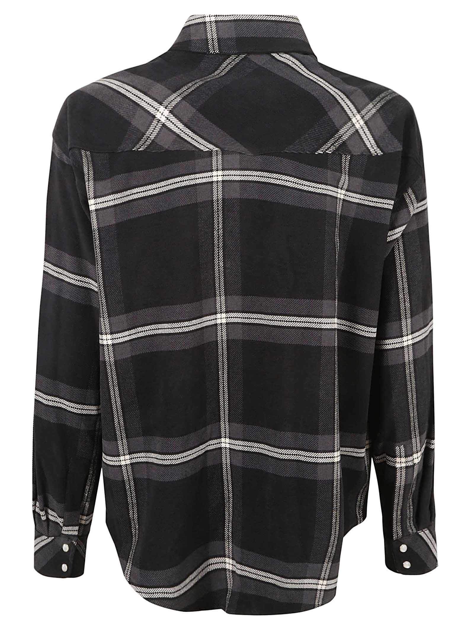 Shop Palm Angels Monogram Check Overshirt In Anthracite/off White