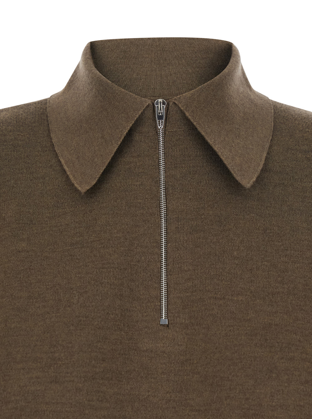 Phoebe Philo Brown Polo Shirt With Classic Collar And Front Zip Closure In Wool Woman In Brown