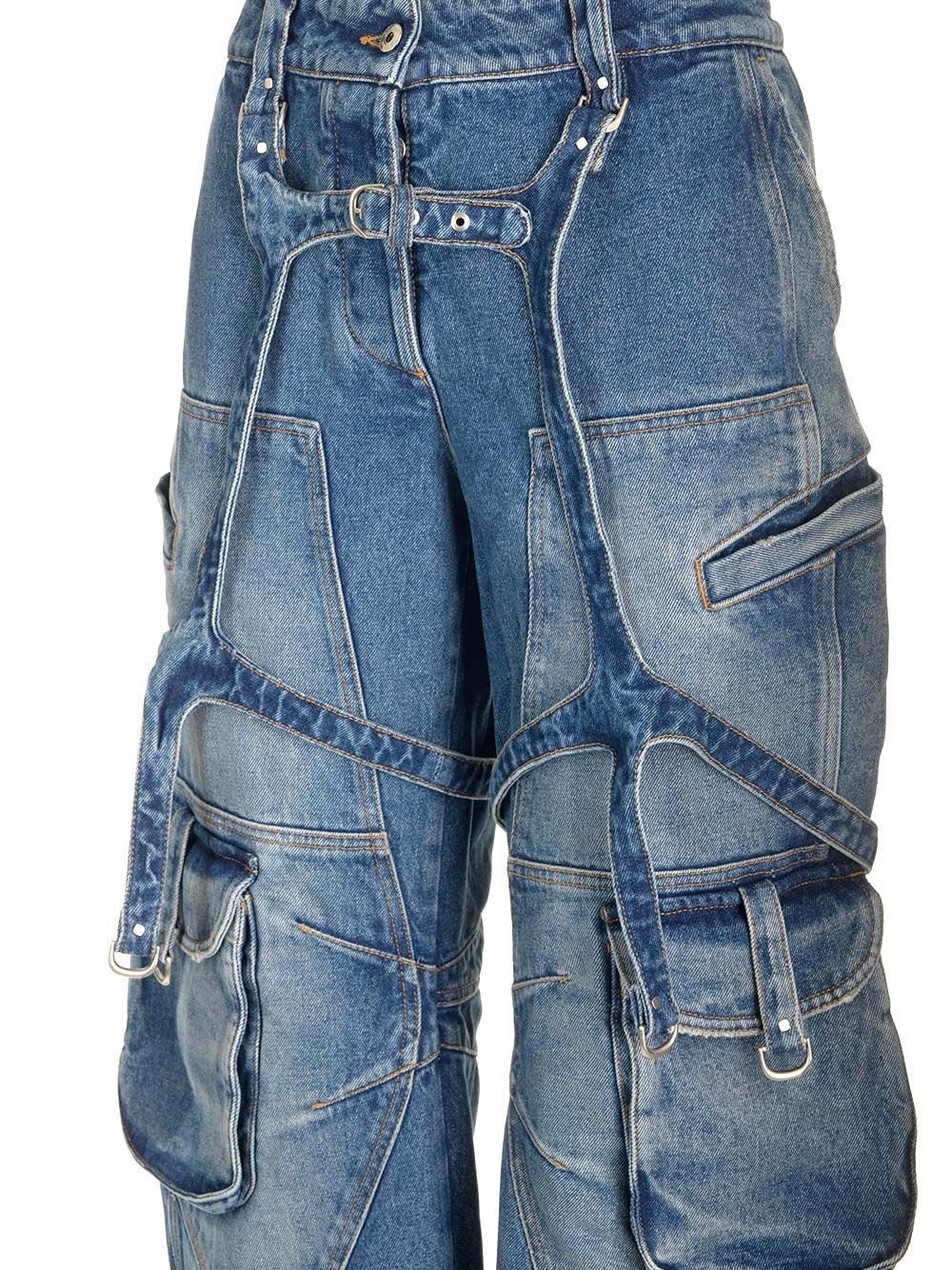 Shop Off-white Oversized Cargo Jeans In Blue