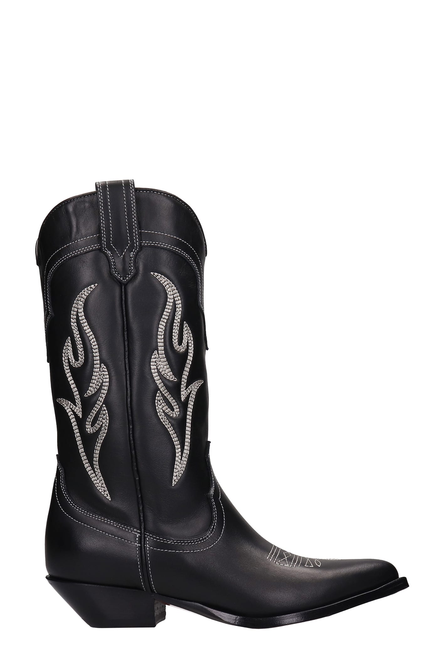 Sonora Santafe Texan Ankle Boots In Black Leather