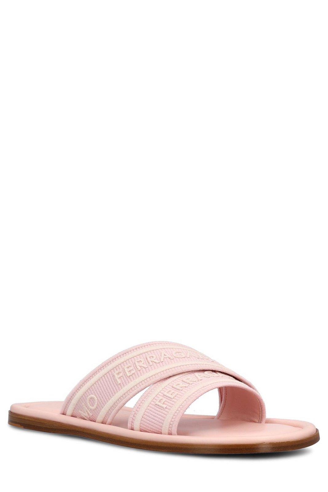 Ferragamo Logo-jacquard Crossover-strap Slides