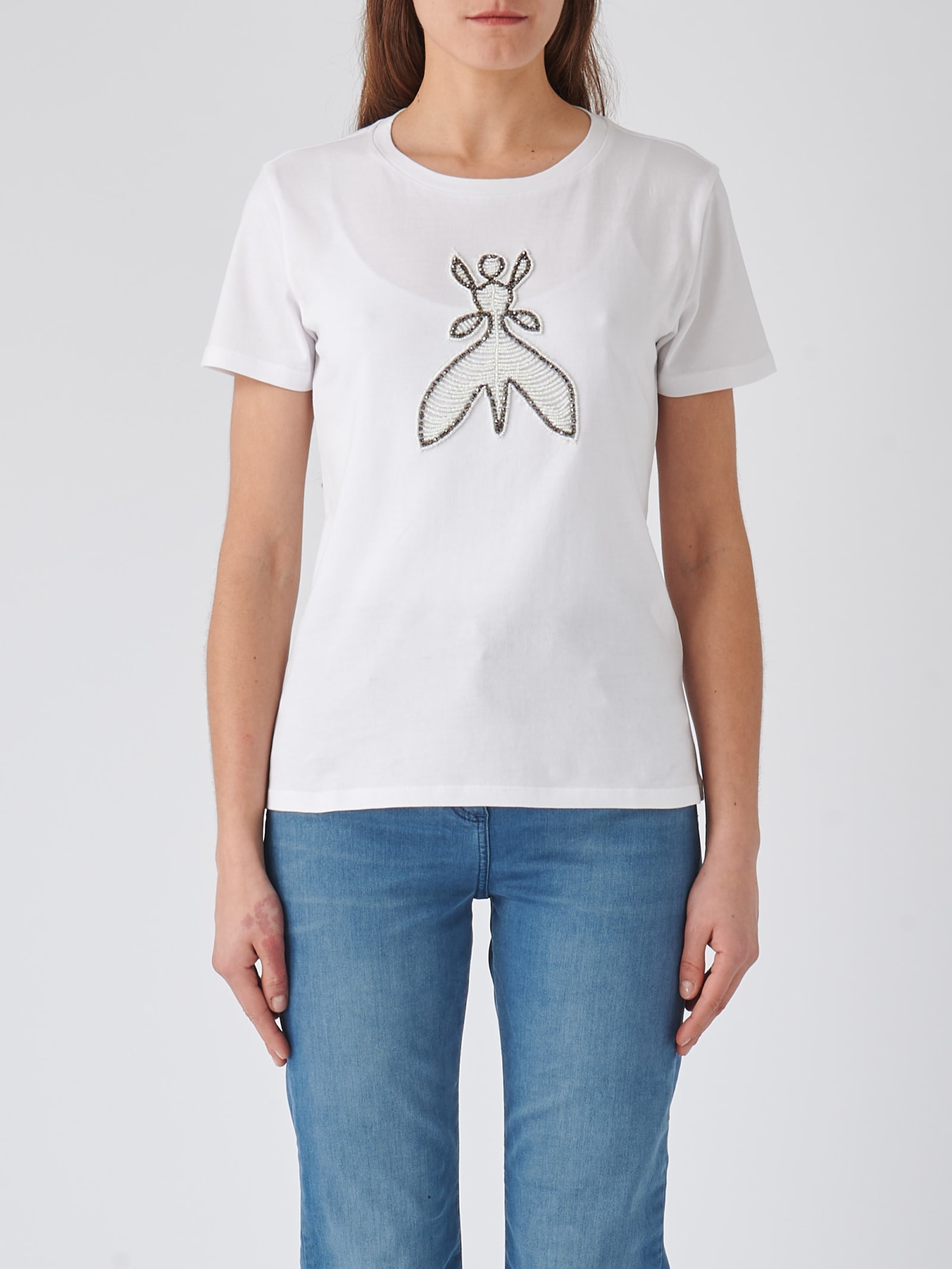 Shop Patrizia Pepe Cotton T-shirt In Bianco